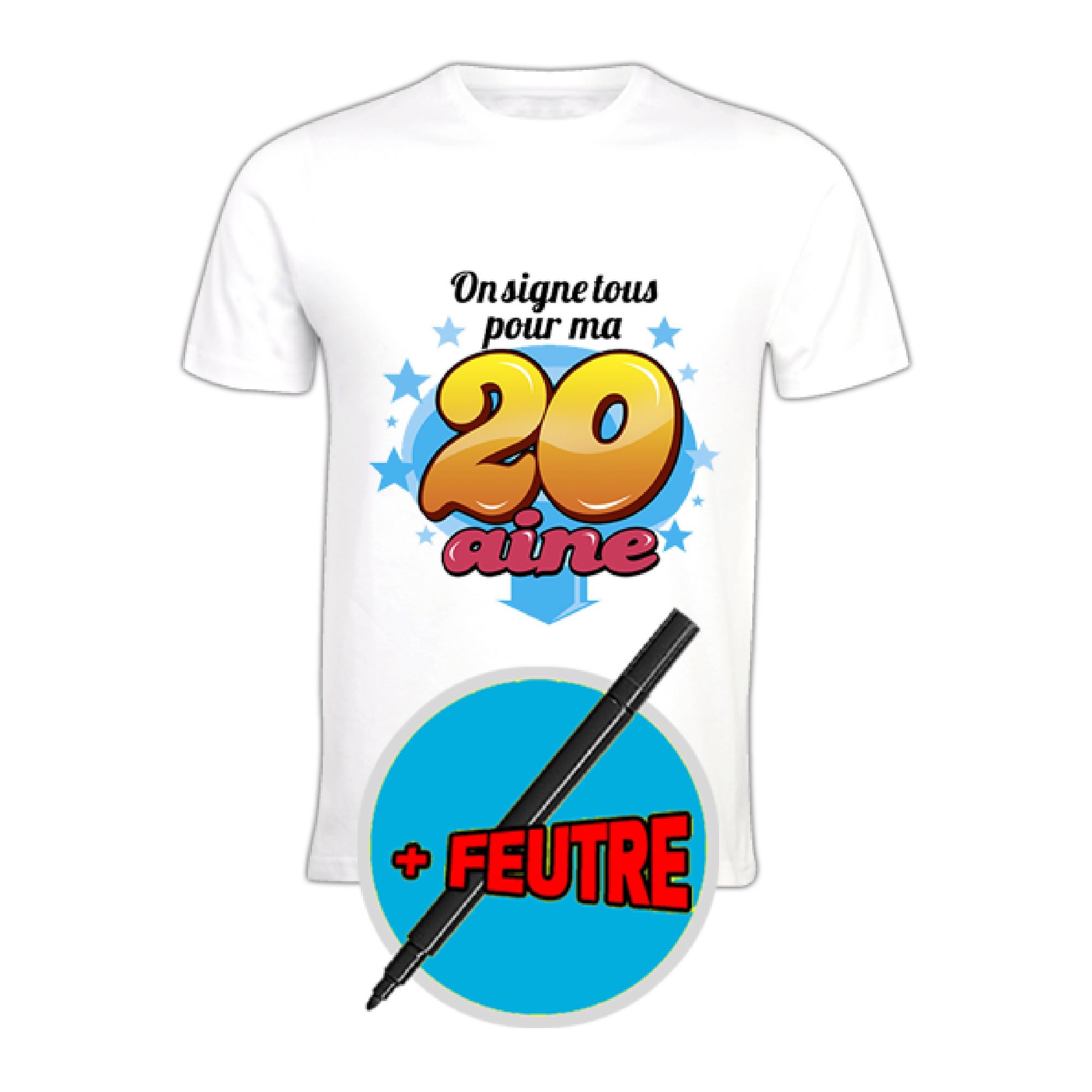 T shirt stylo signe 20 aine/