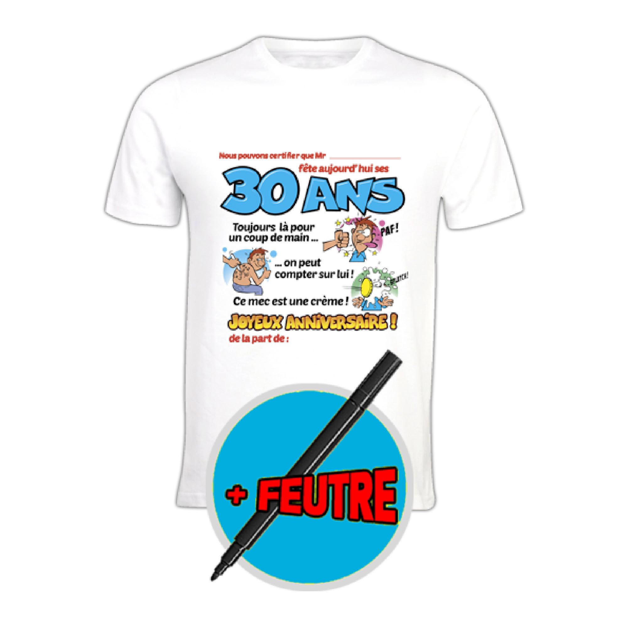 T shirt stylo certif 30 ans h/