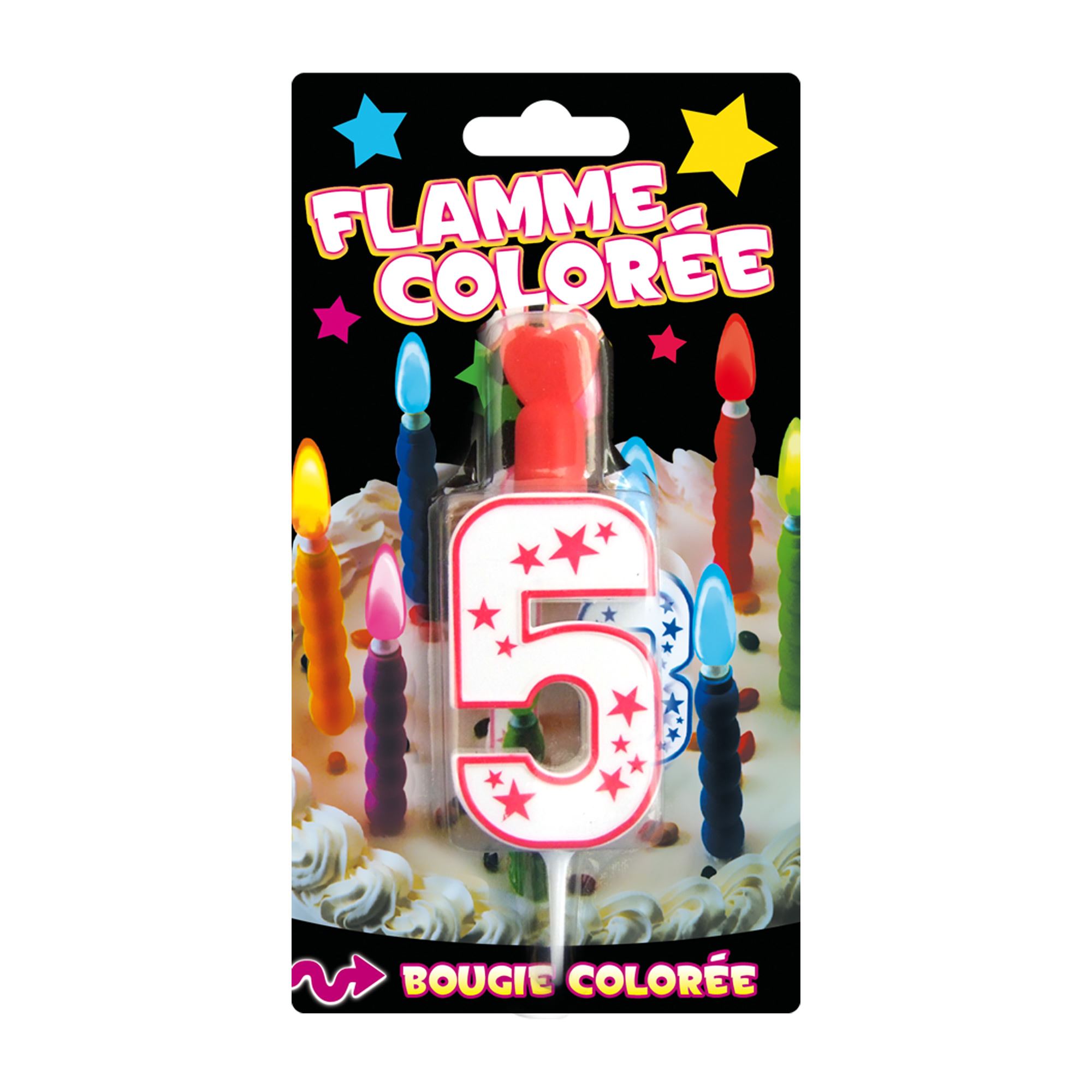 Bougie 5 flamme coloree
