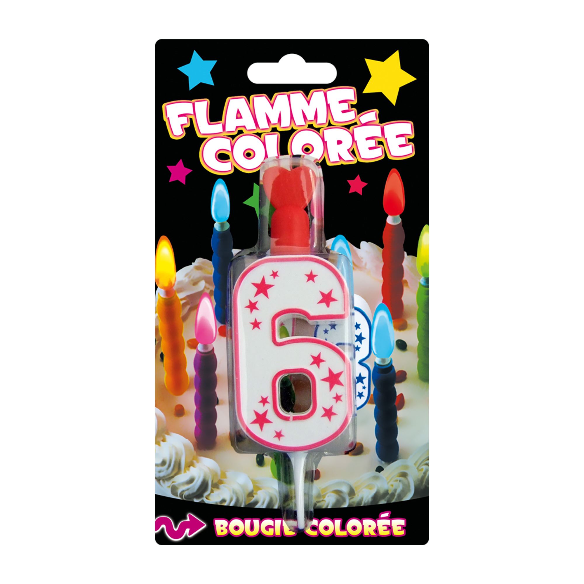 Bougie 6 flamme coloree