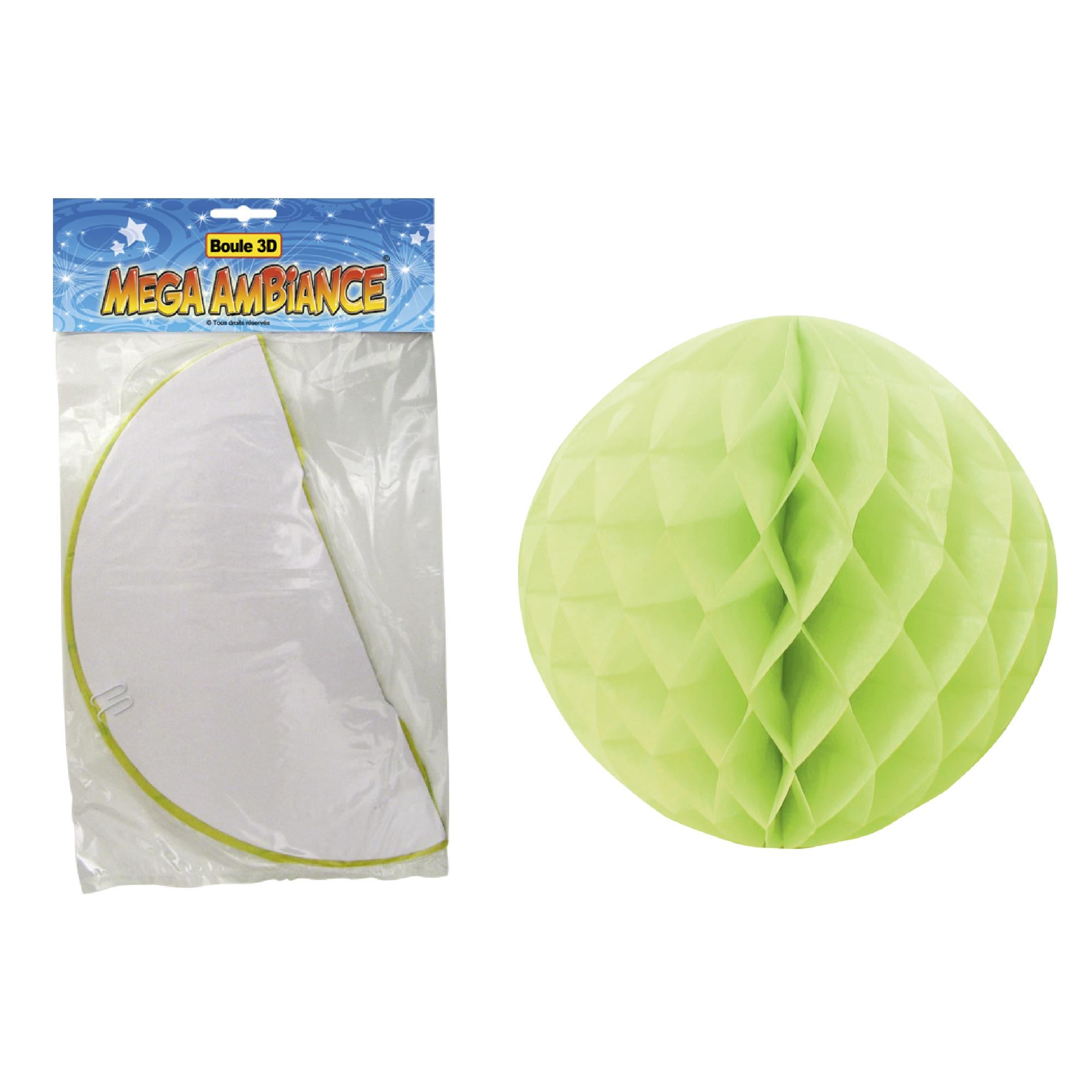 Boule papier 3d vert anis