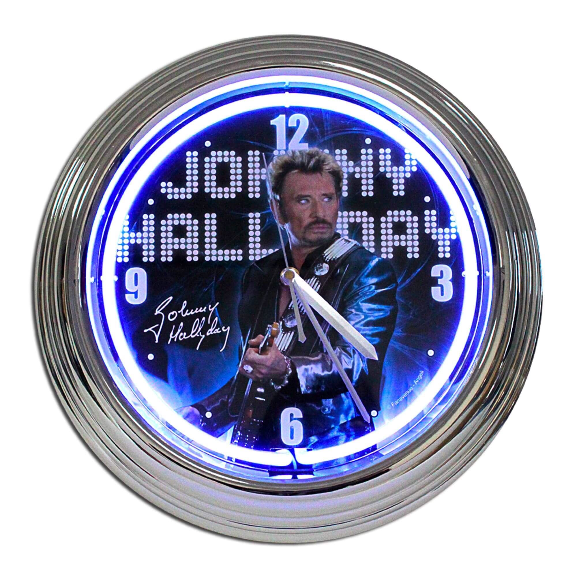 Horloge neon johnny bleue