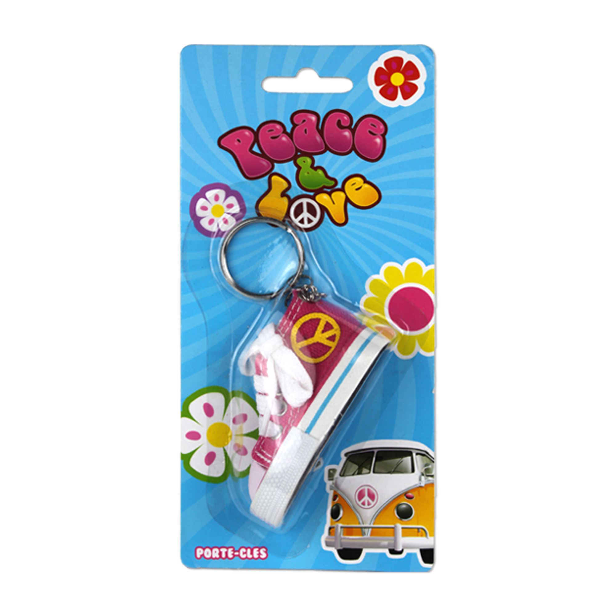 Porte cle chaussure peace love