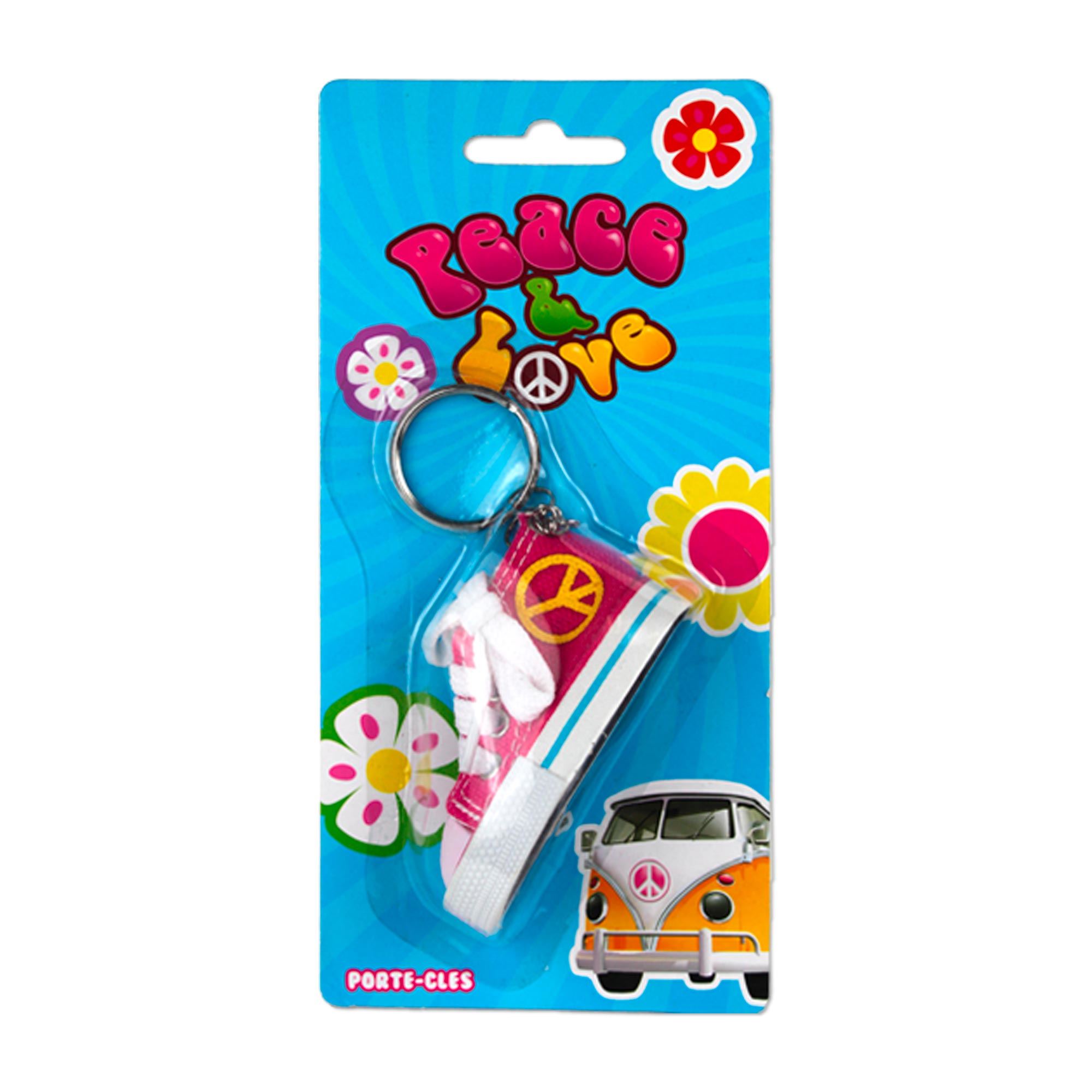 Porte cle chaussure peace love
