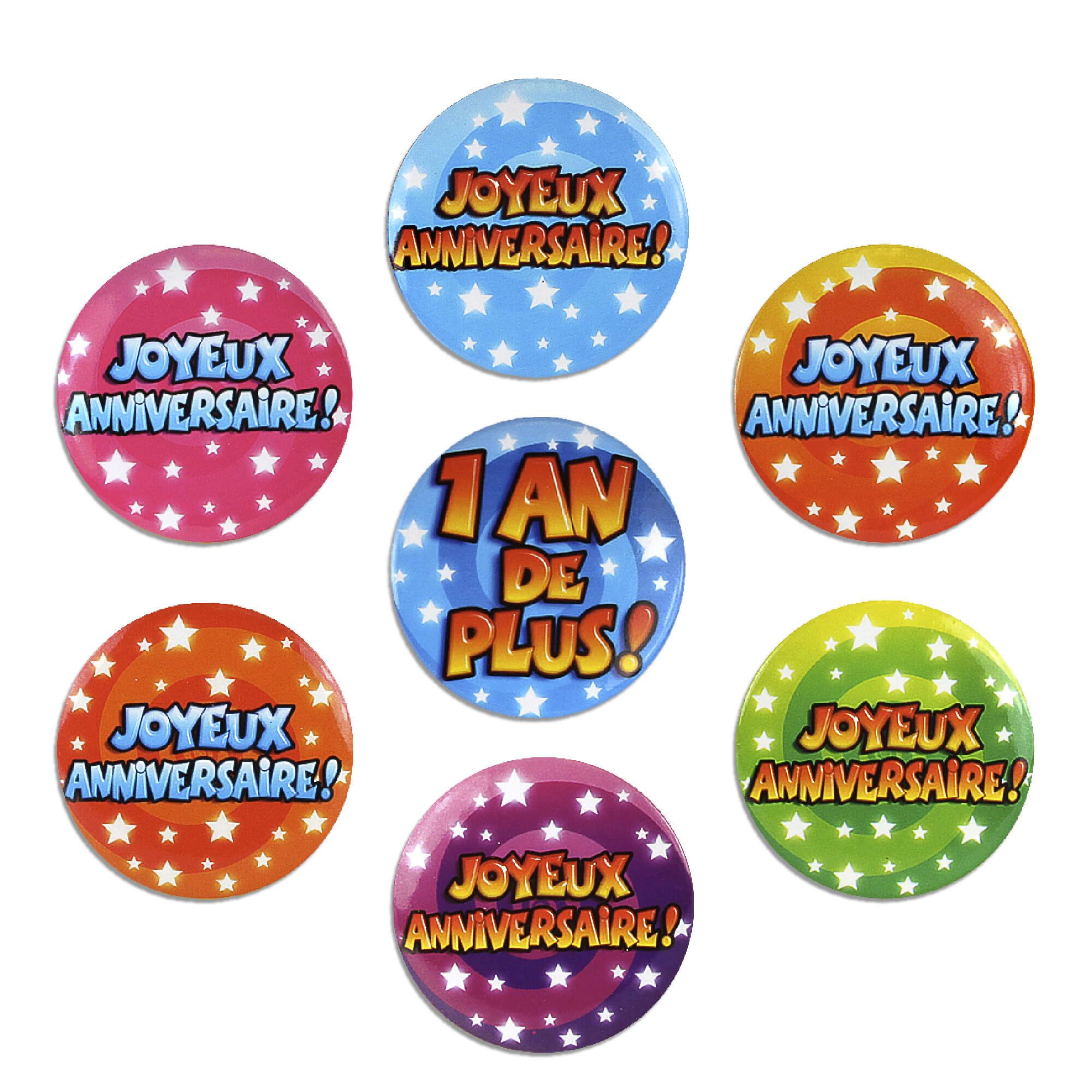 Blister 7 badges anniversaire