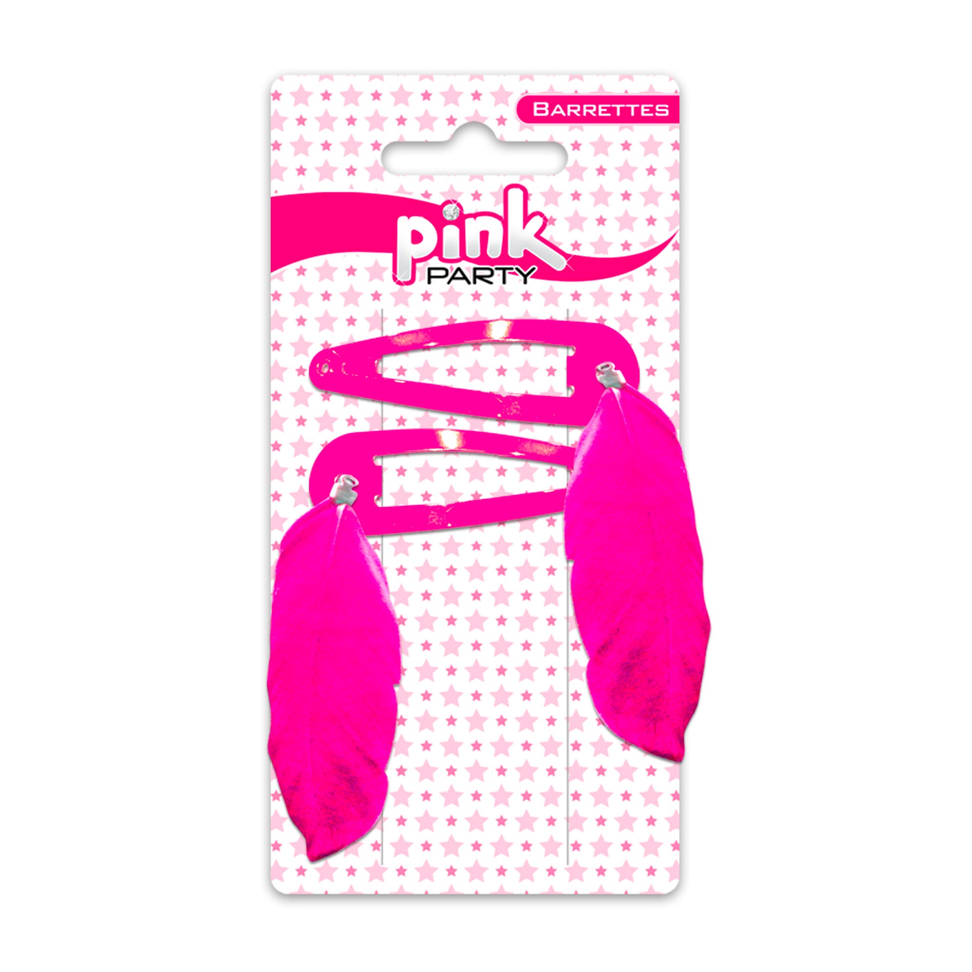 Barrettes plumes pink party