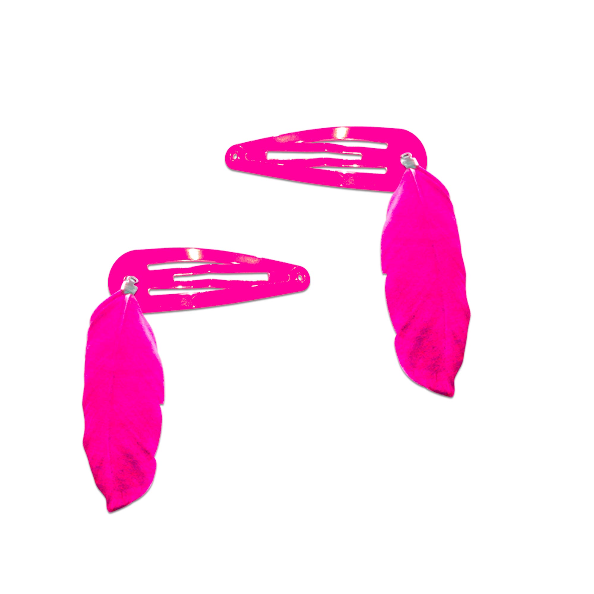 Barrettes plumes pink party