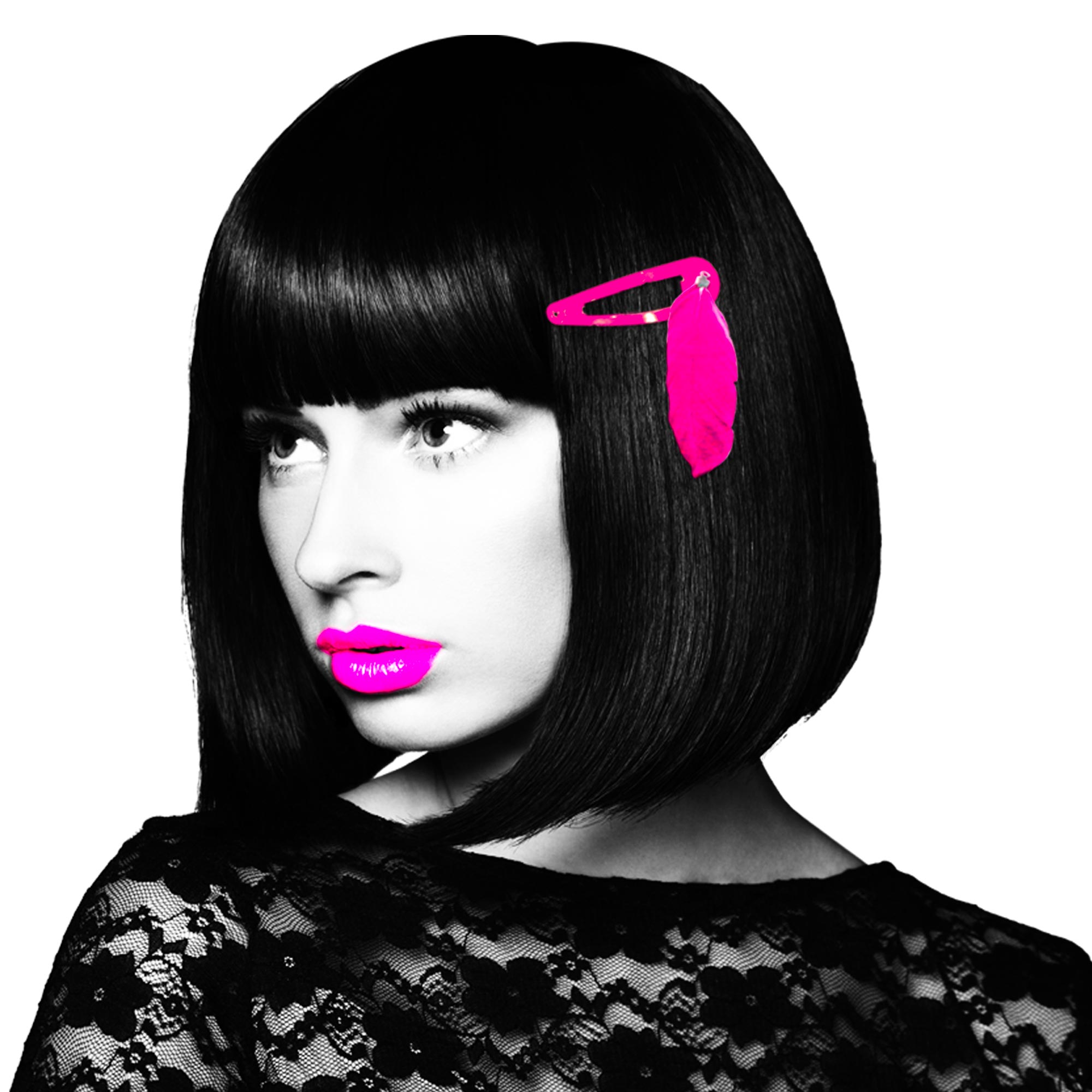 Barrettes plumes pink party