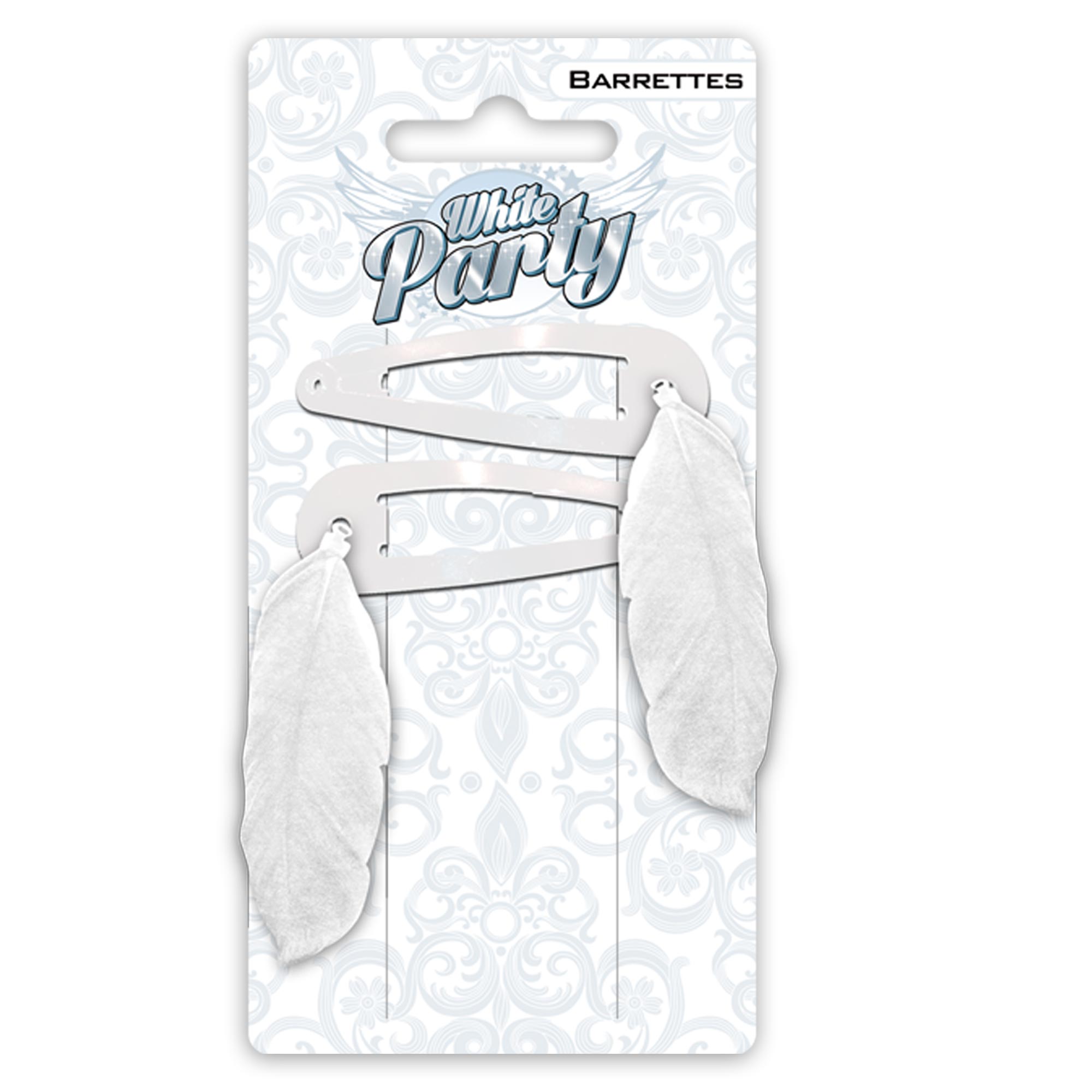 Barrettes plumes white party