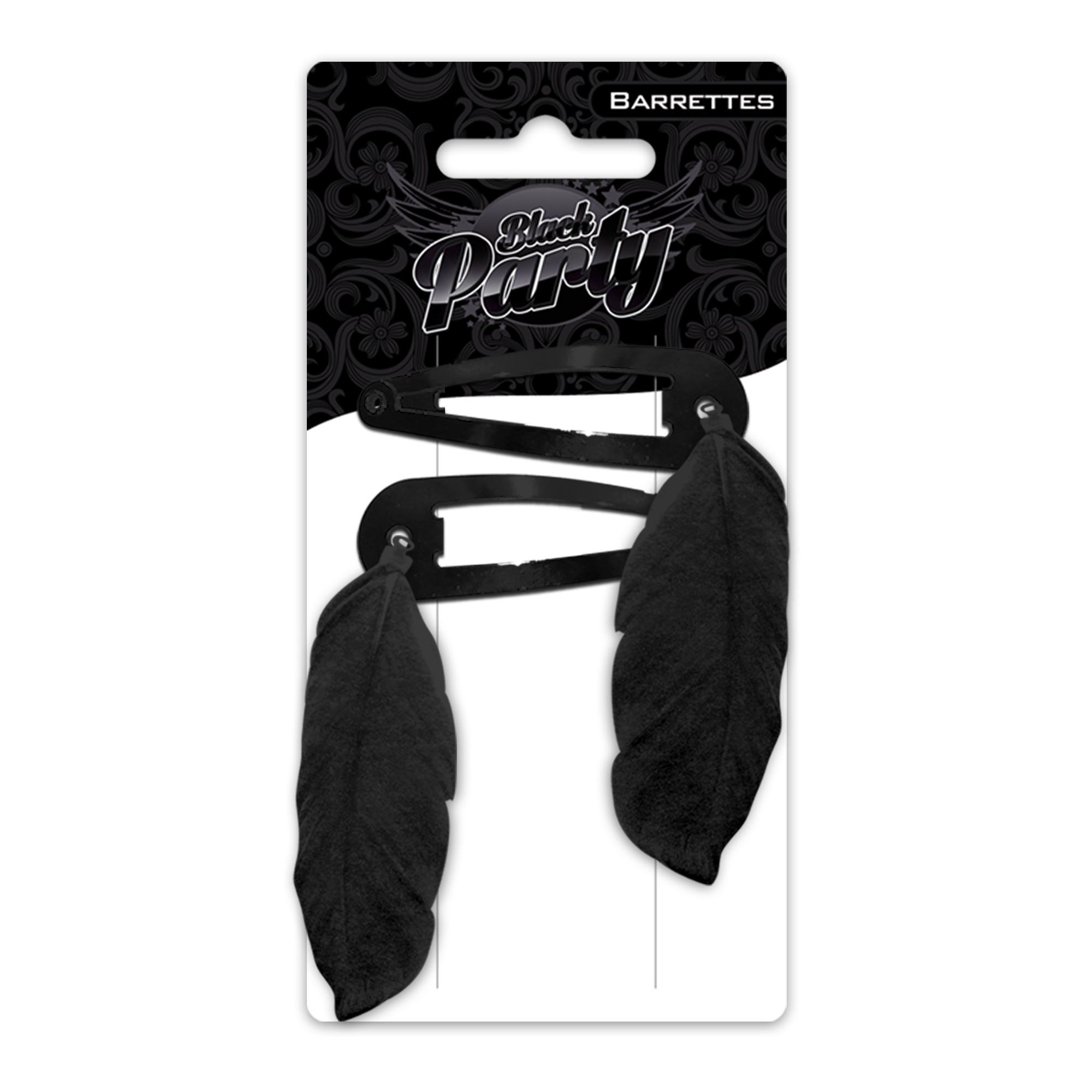 Barrettes plumes black party