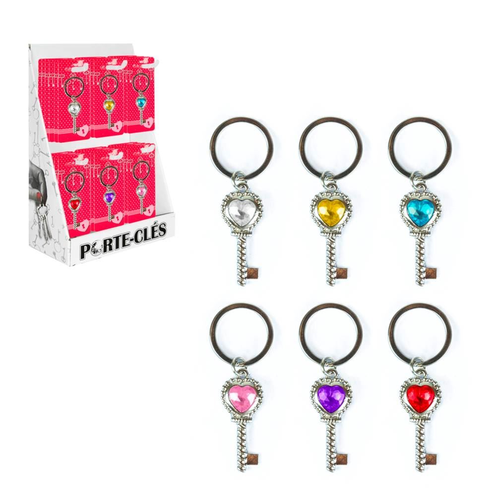 Porte cle cle coeur 6mods /36pcs
