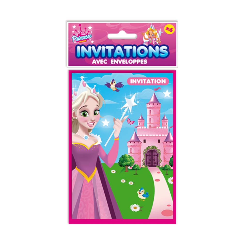Sachet 6 invitation princesse
