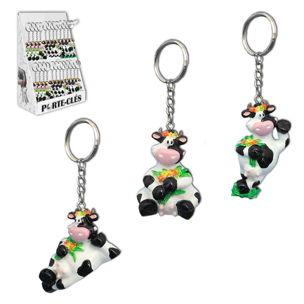 Porte cle vache 3mods /24pcs