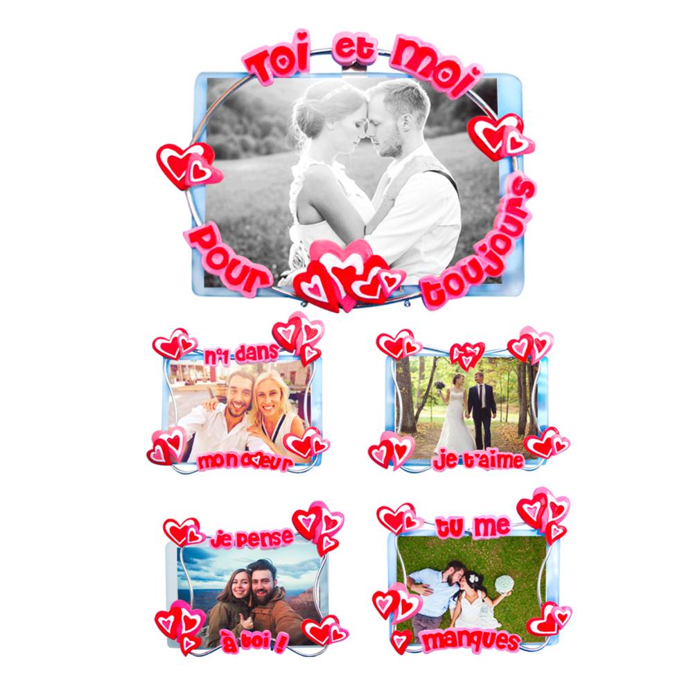 Cadre photo coeur 5mods /6pcs
