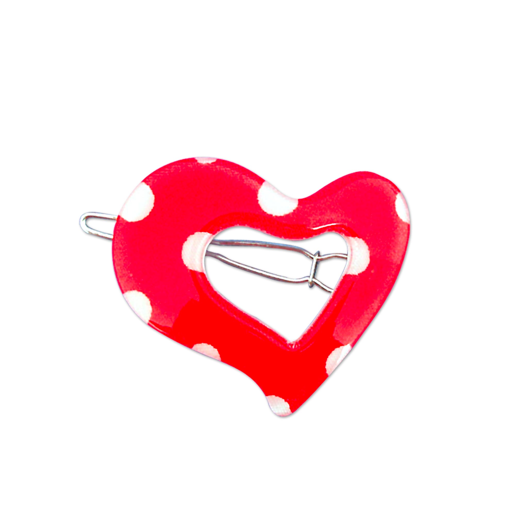 Barrette coeur a pois