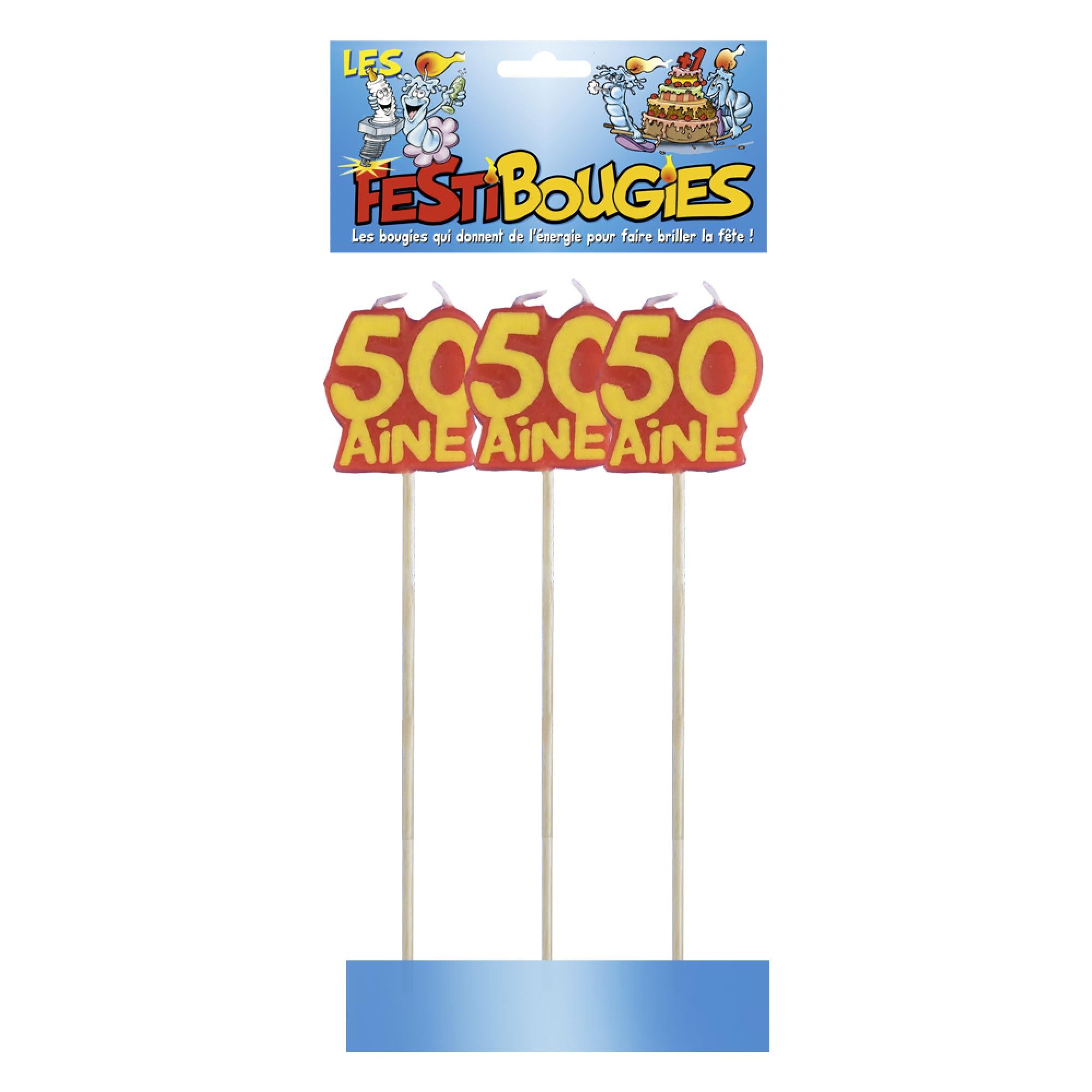 Sachet 3 bougies 50aine