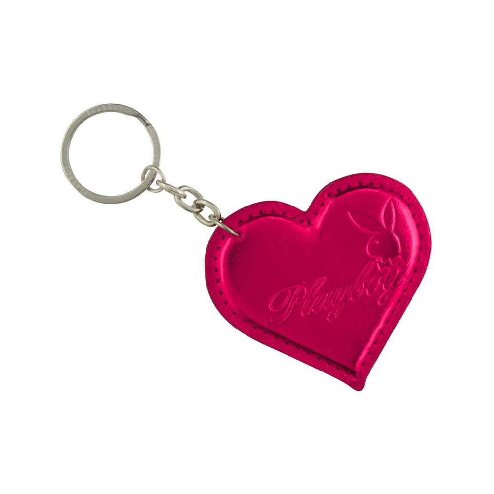 Porte cle play boy cuir rose