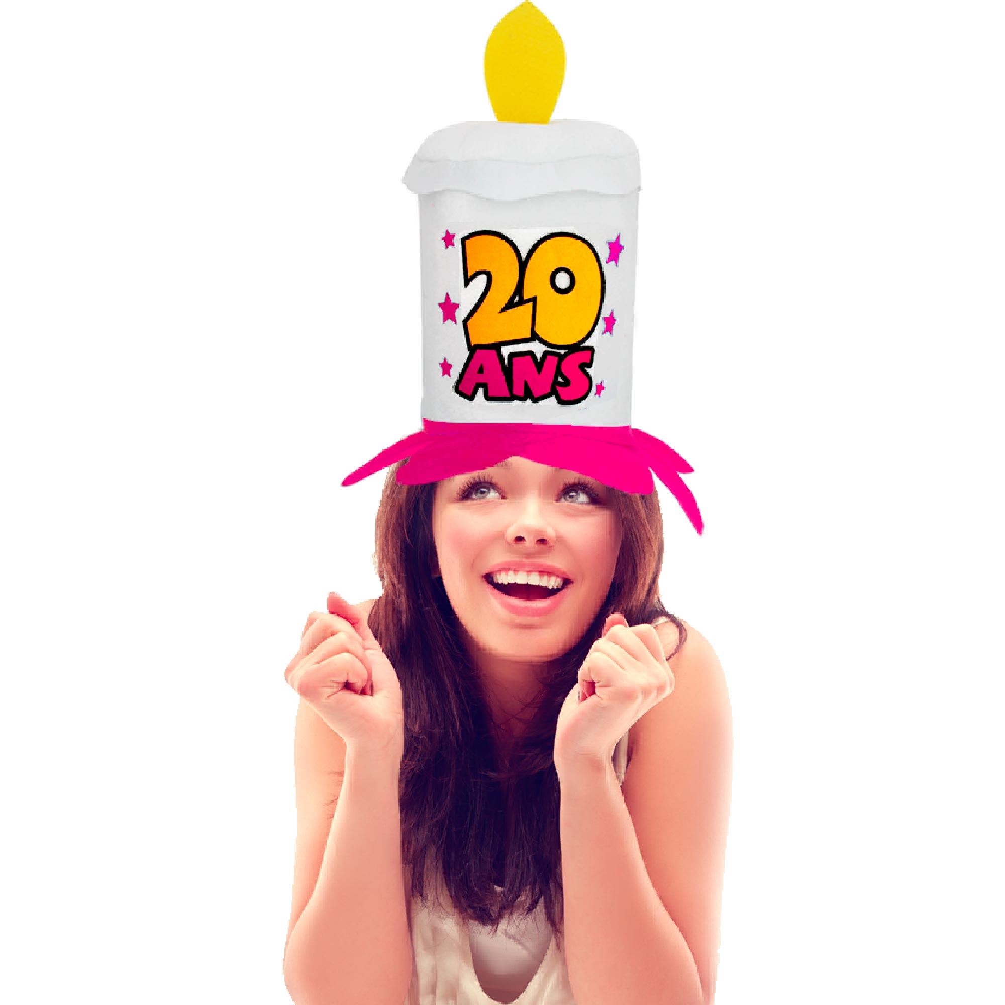 Chapeau bougie 20ans rose