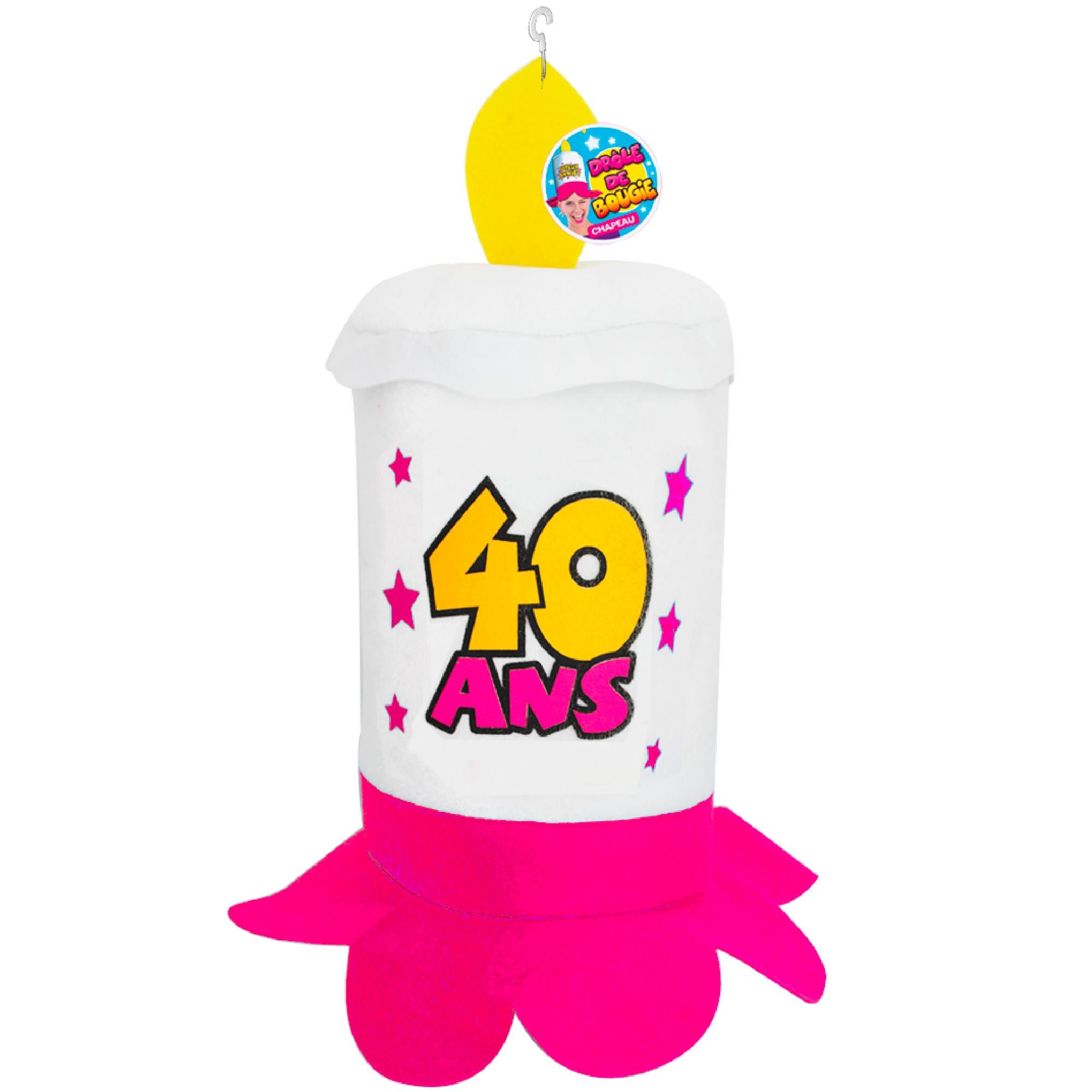 Chapeau bougie 40ans rose
