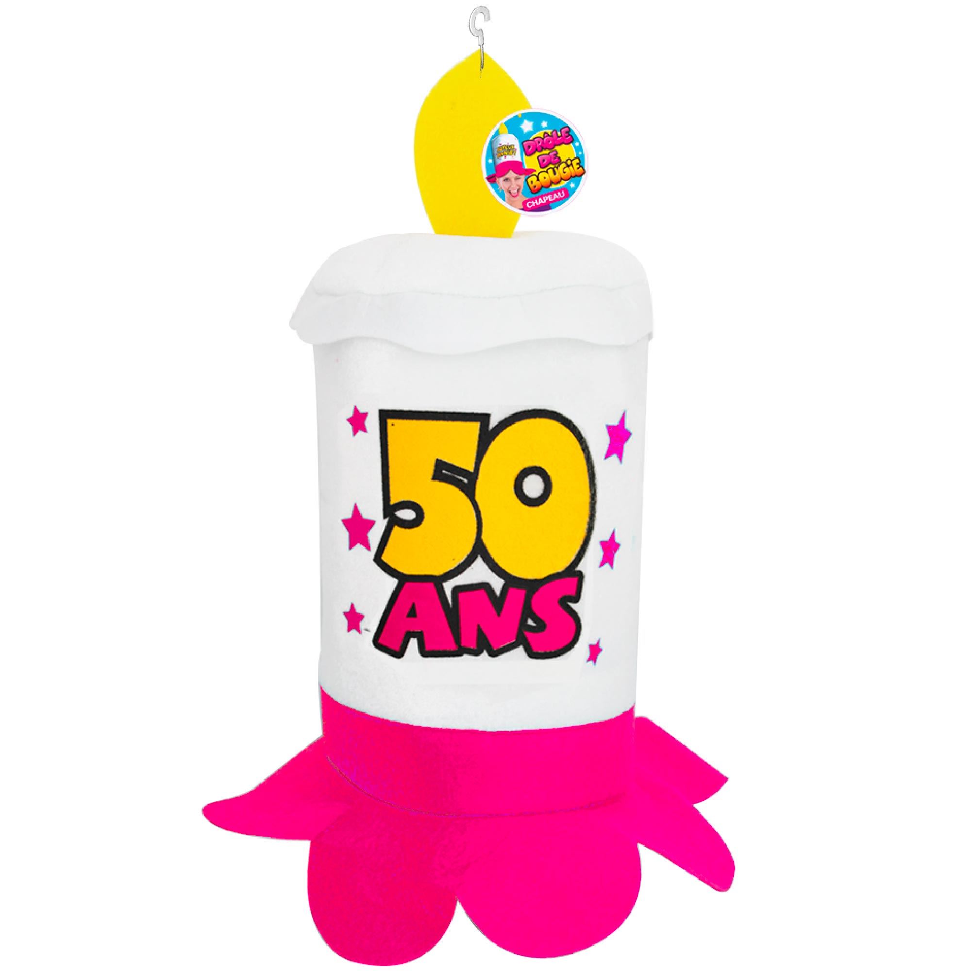 Chapeau bougie 50ans rose