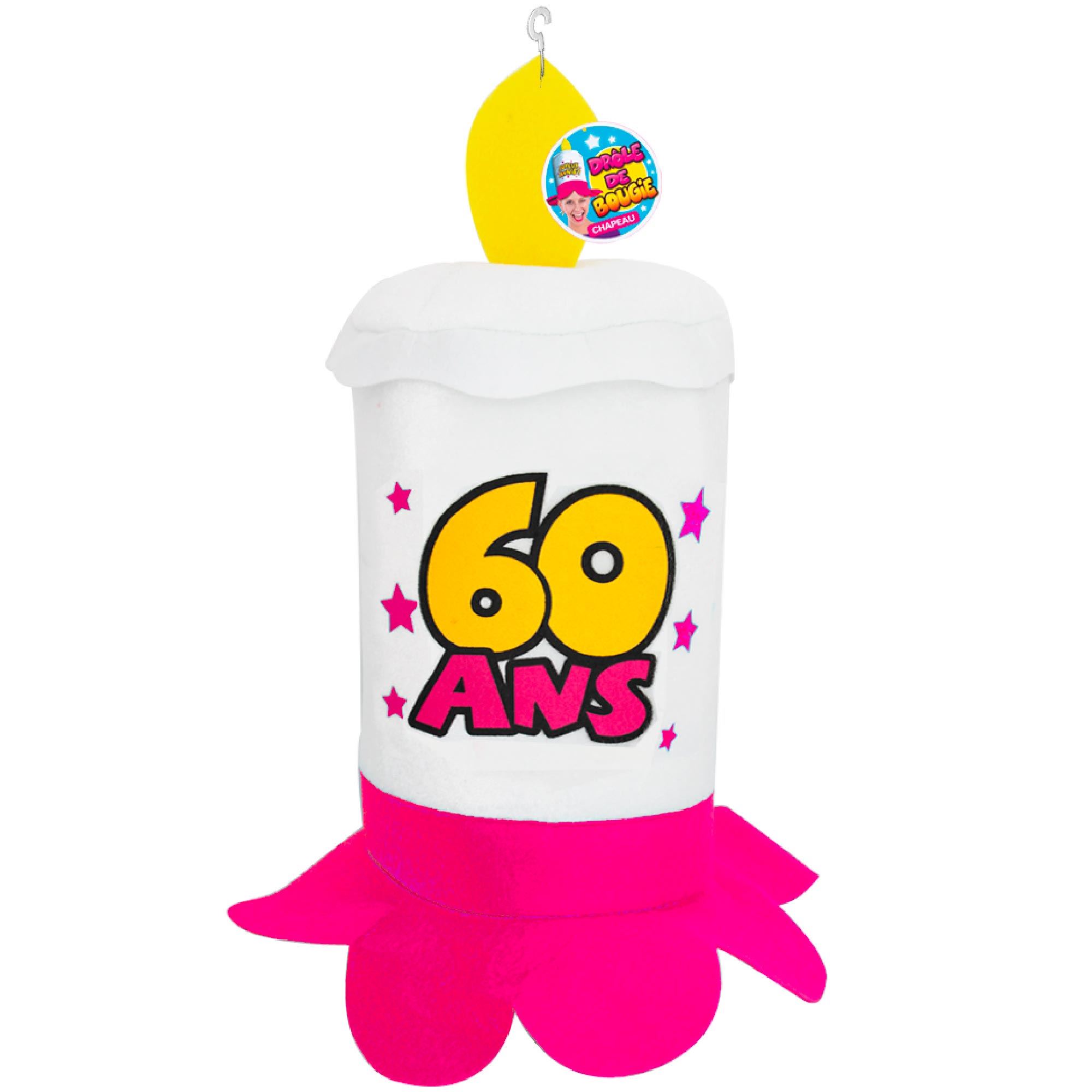 Chapeau bougie 60ans rose