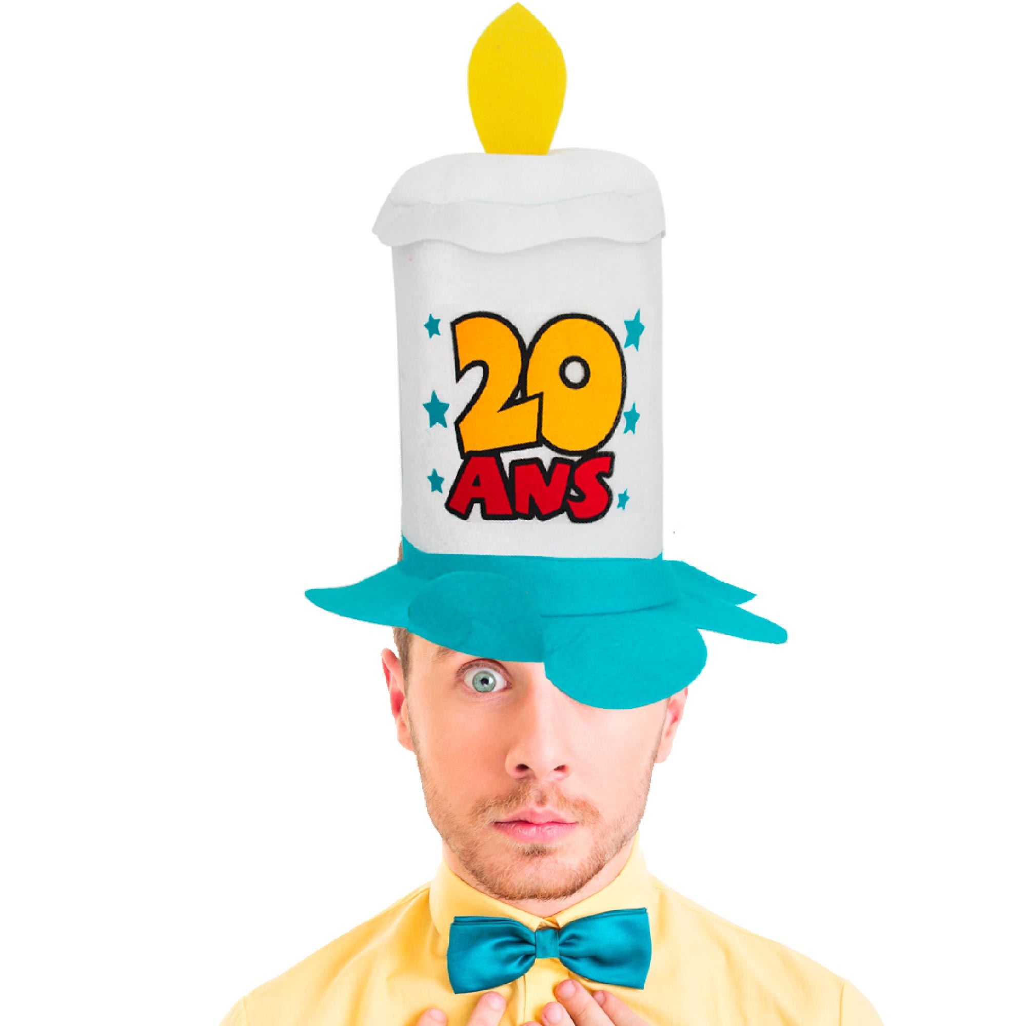 Chapeau bougie 20ans bleu