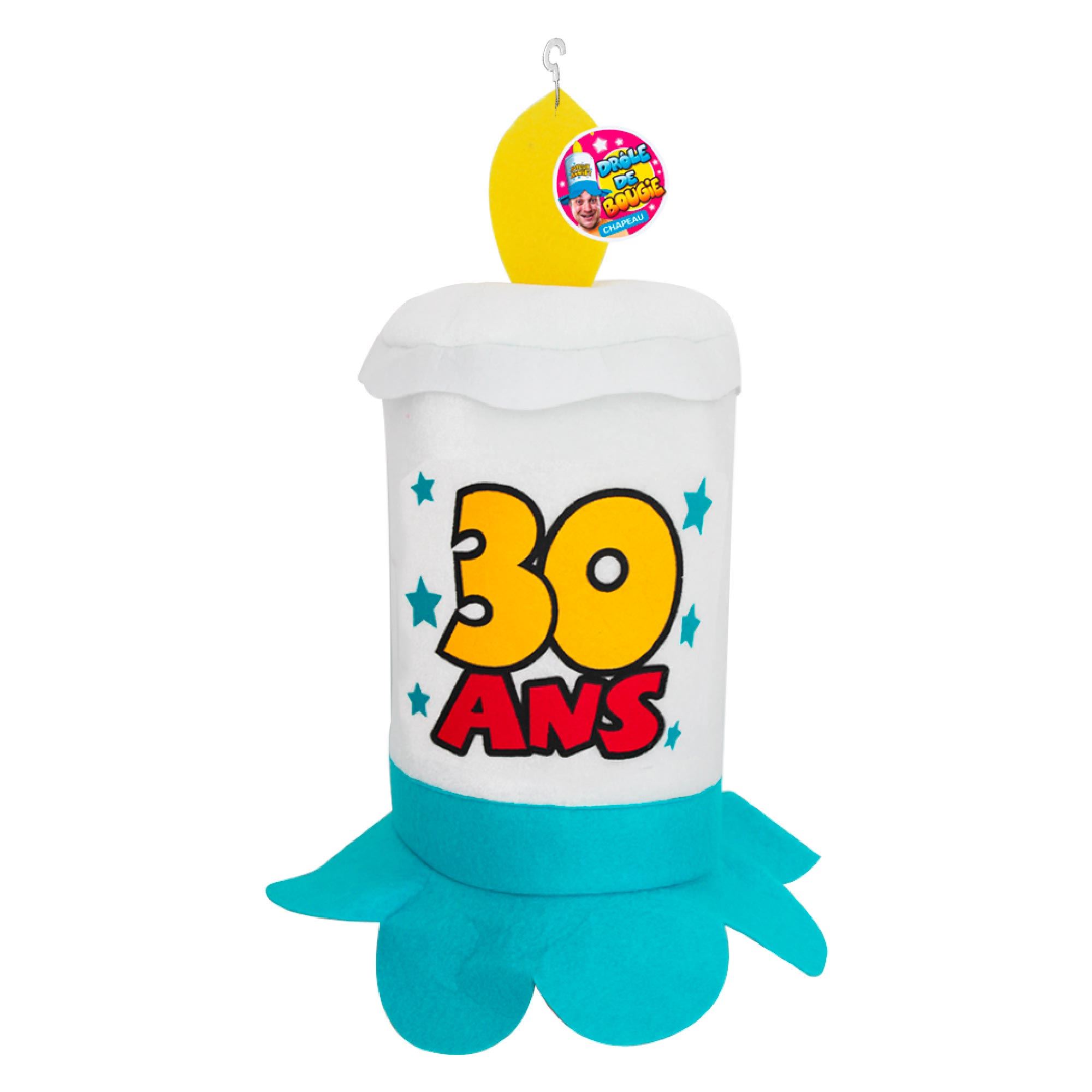 Chapeau bougie 30ans bleu