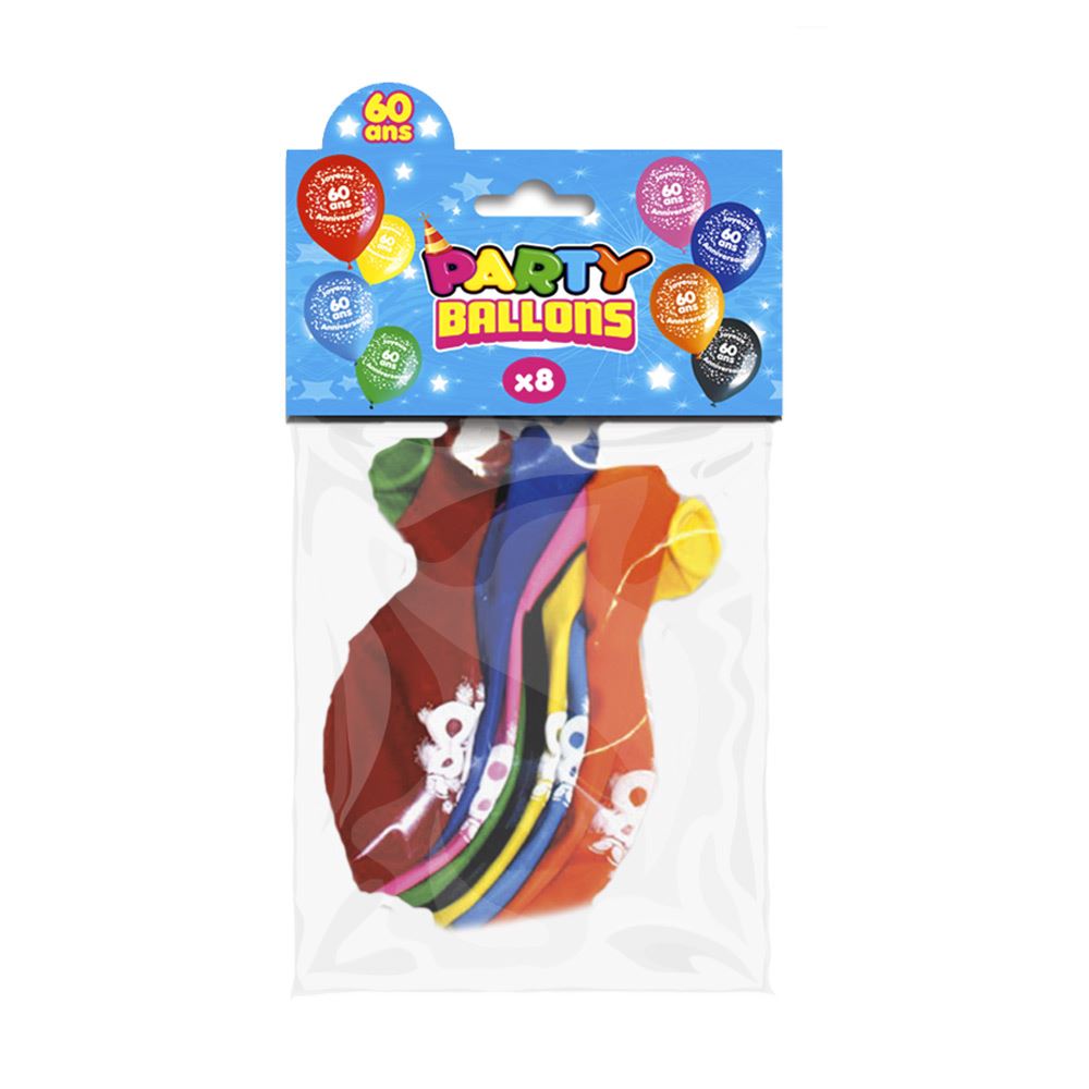 Sachet 8 ballons 60 ans