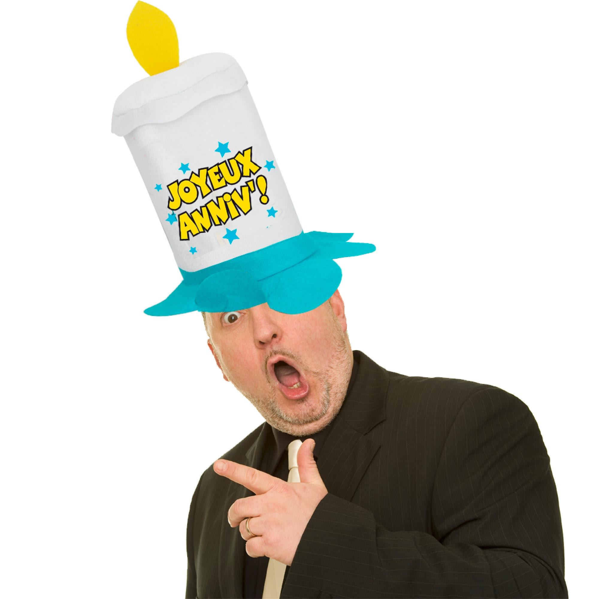 Chapeau bougie anniv bleu