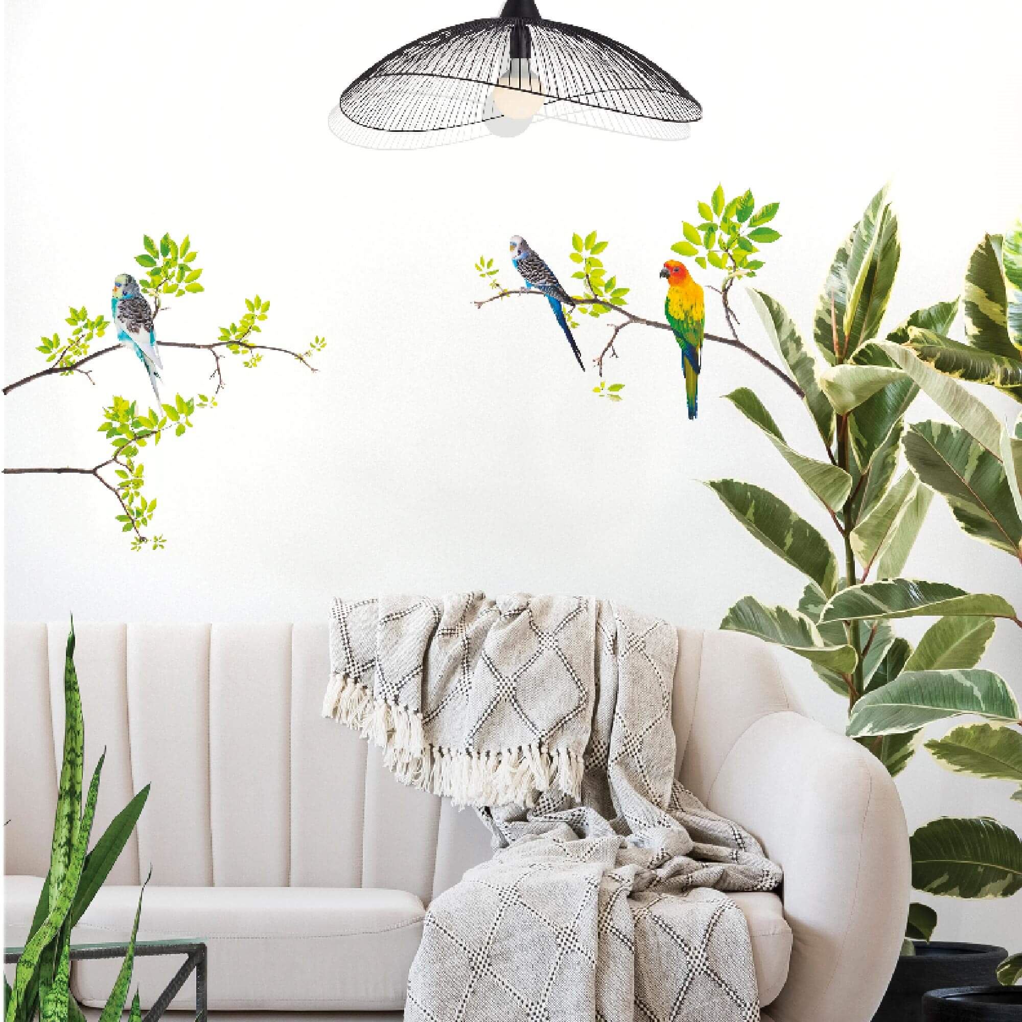 Sticker branche oiseaux