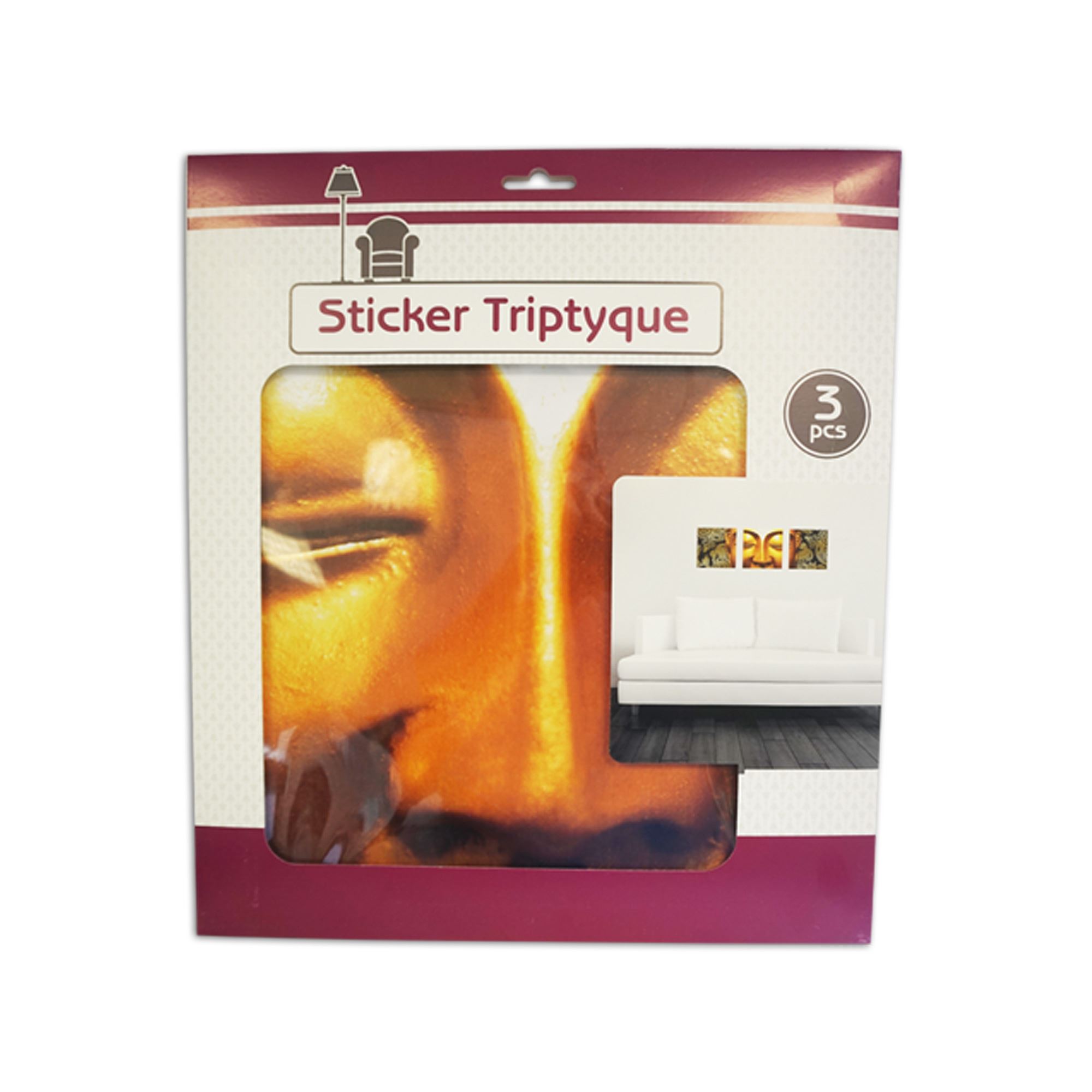 Sticker triptyque bouddha or