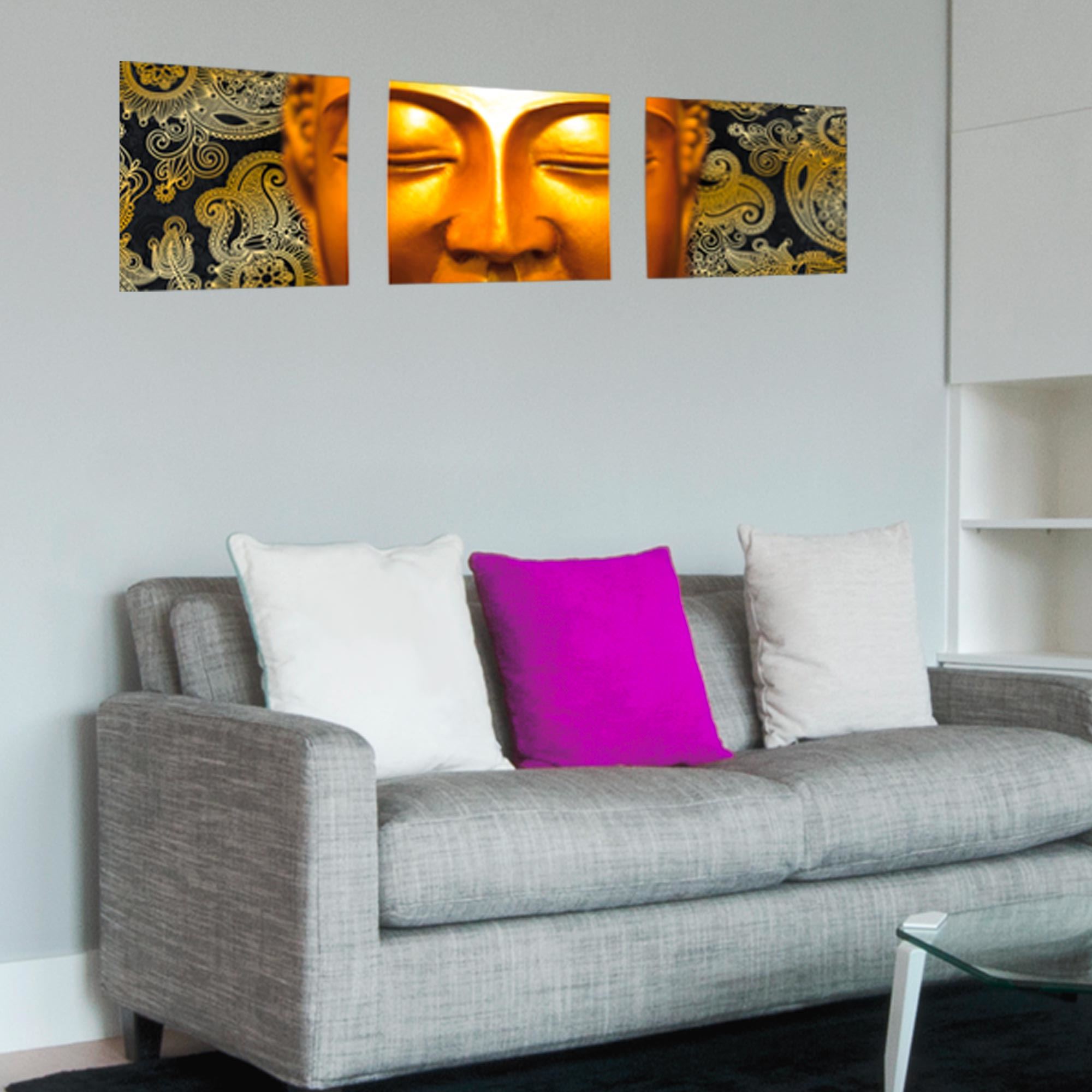 Sticker triptyque bouddha or