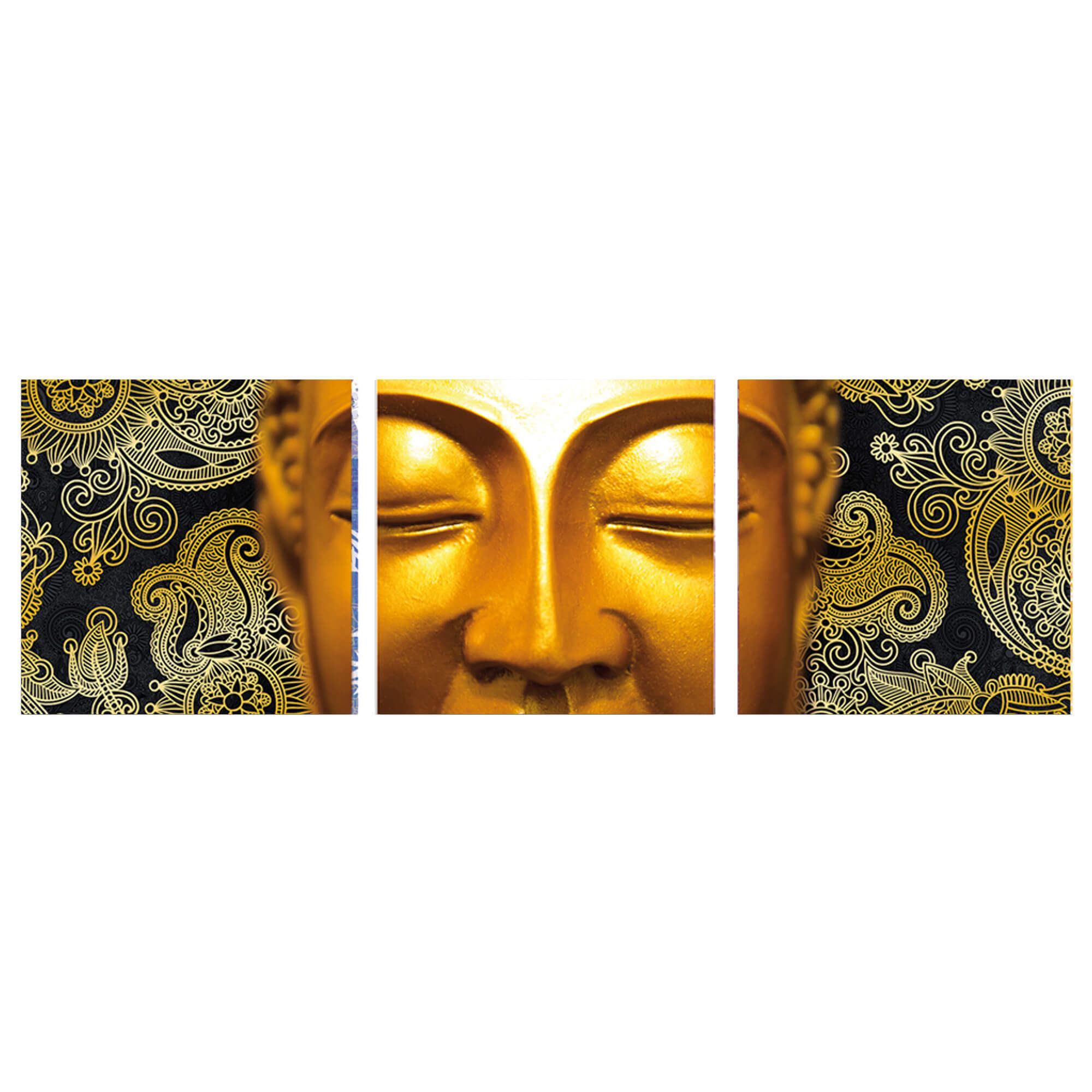 Sticker triptyque bouddha or