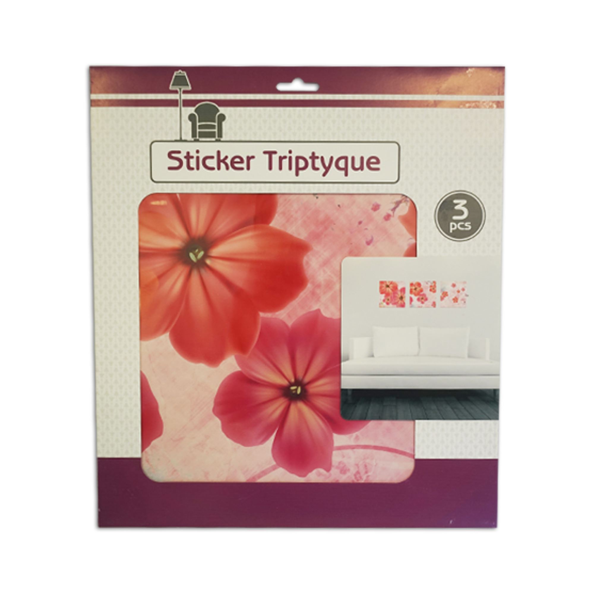 Sticker triptyque fleurs