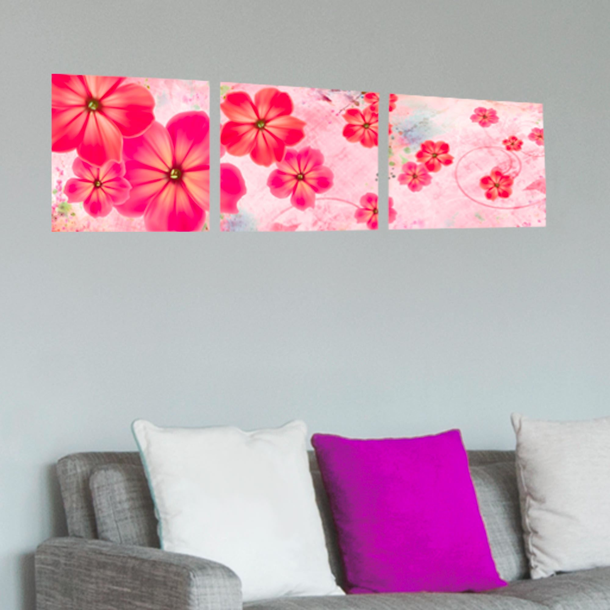 Sticker triptyque fleurs