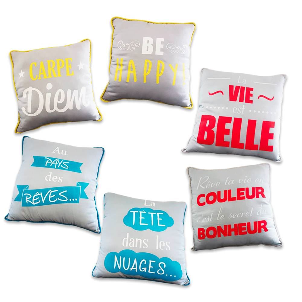 Coussin citations 6mods /12pcs