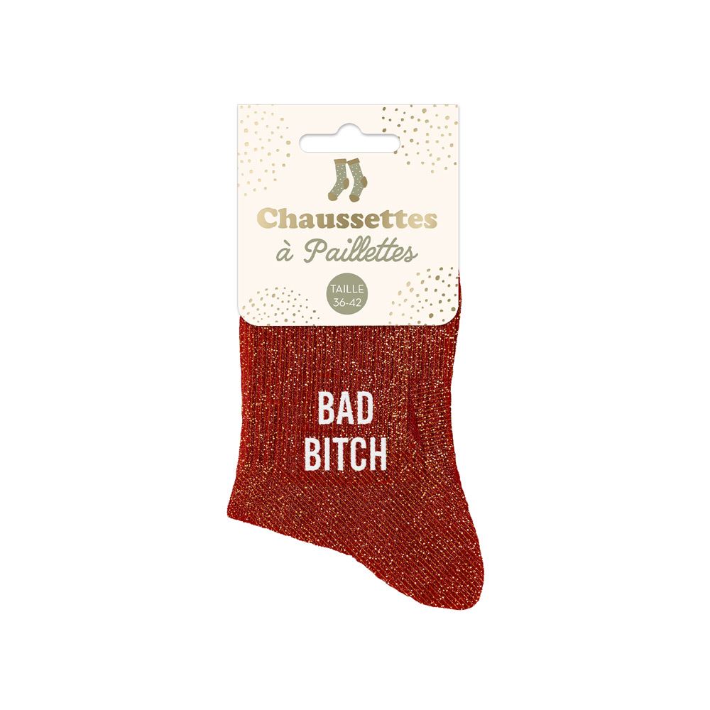 Chaussettes paillettes bad bitch
