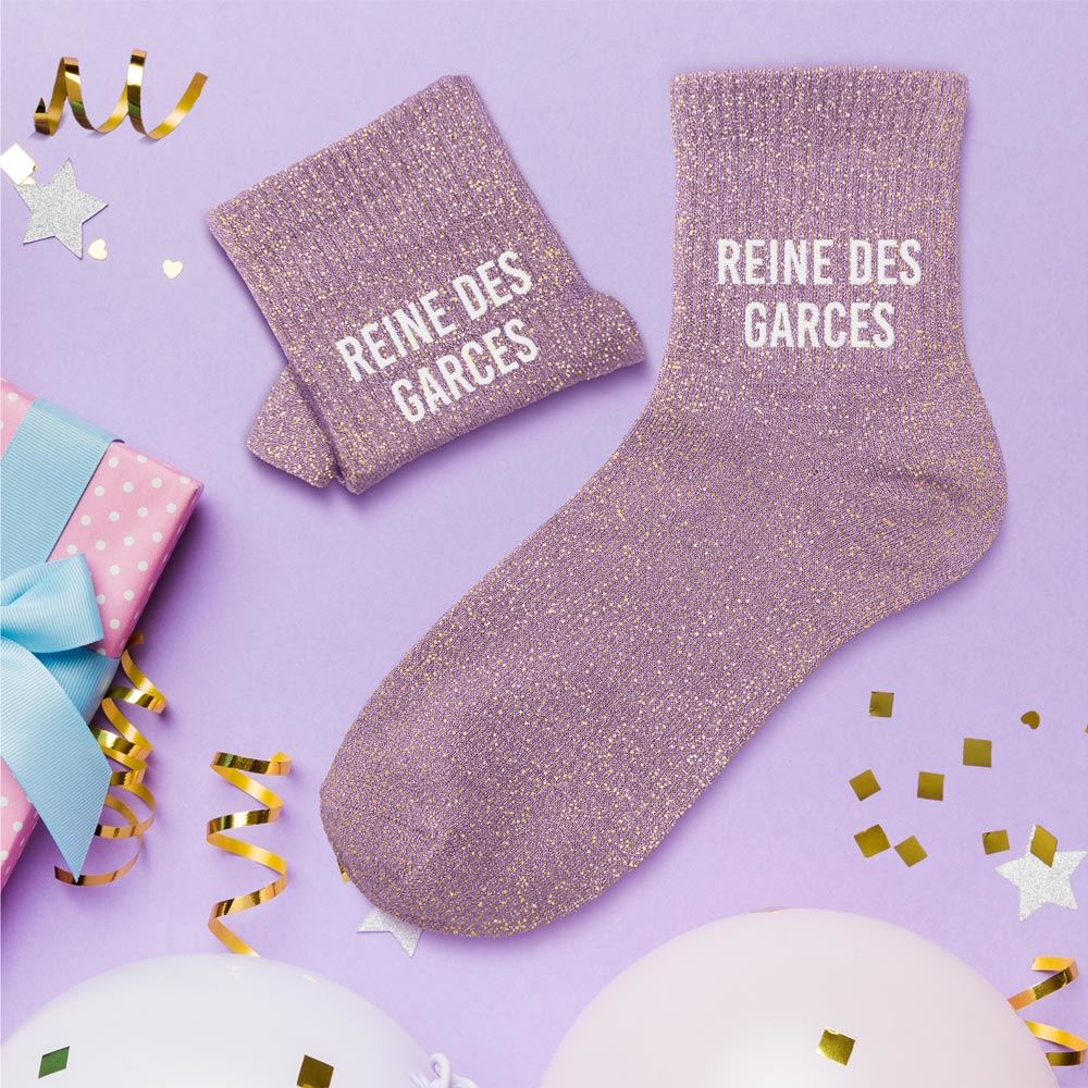 Chaussettes paillettes reine des garces
