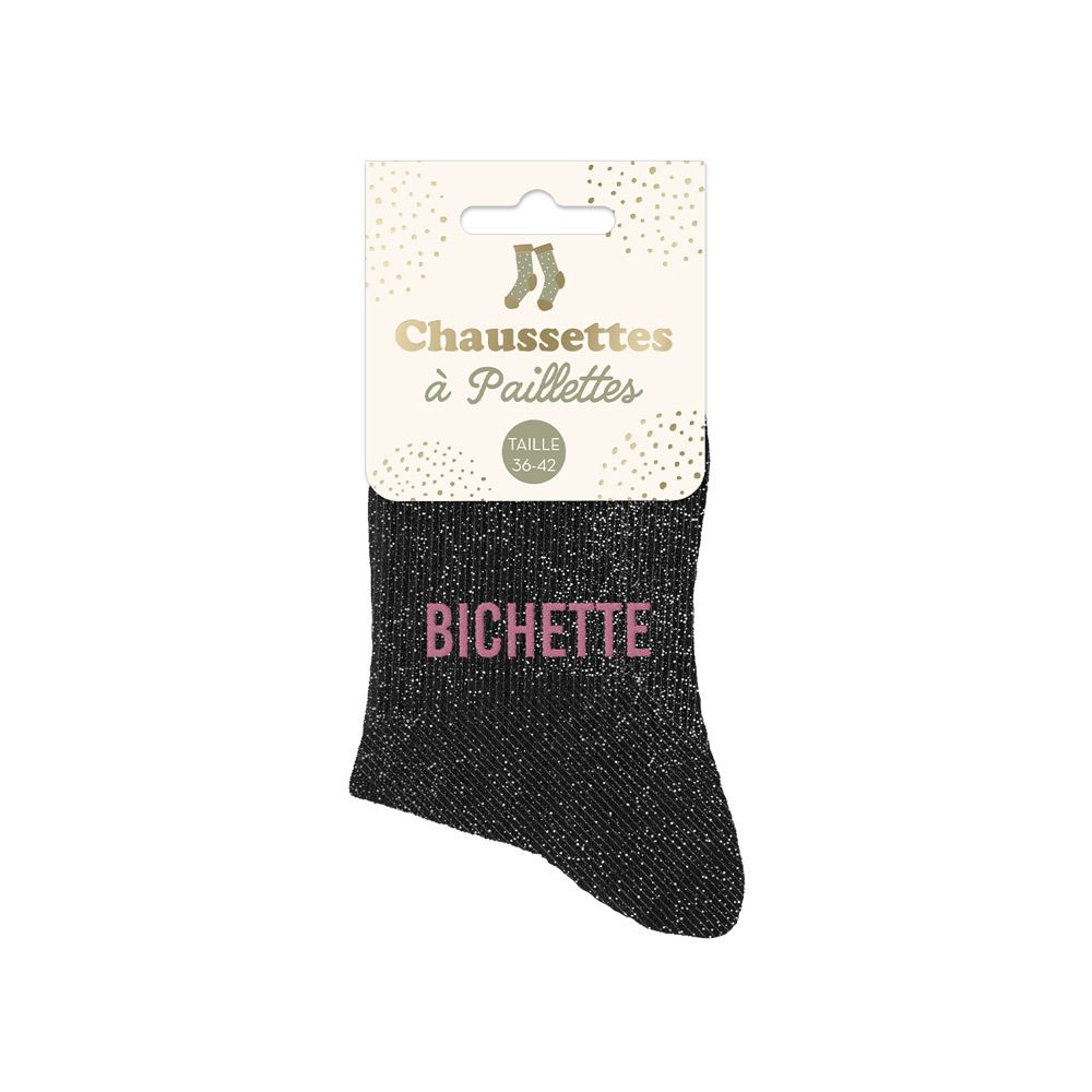 Chaussettes paillettes bichettes noires
