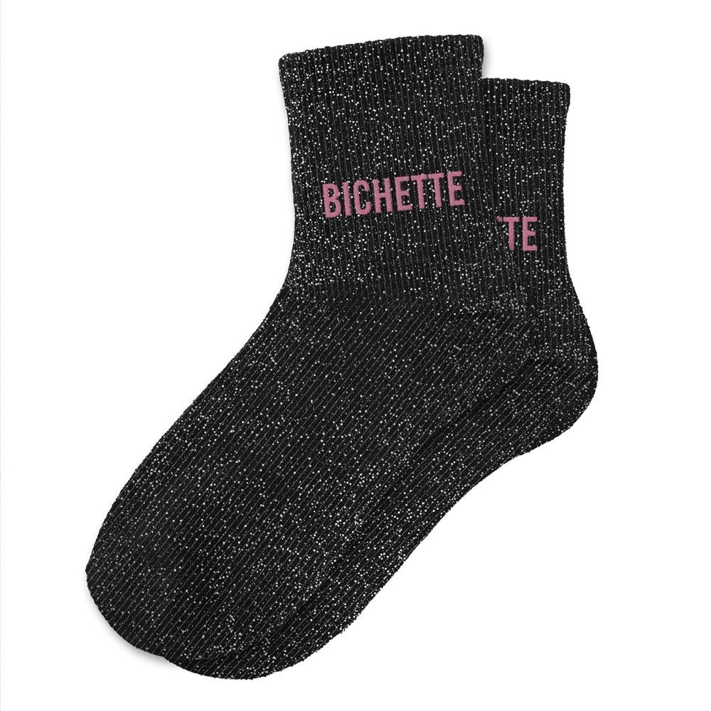 Chaussettes paillettes bichettes noires
