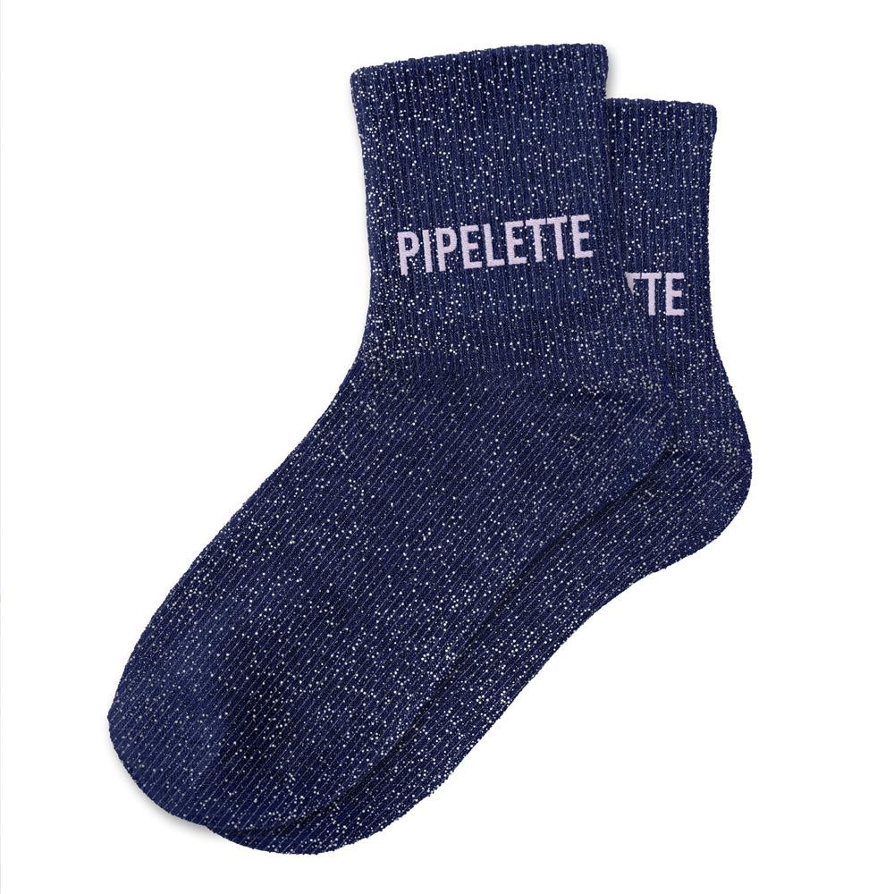 Chaussettes paillettes pipelette bleu

