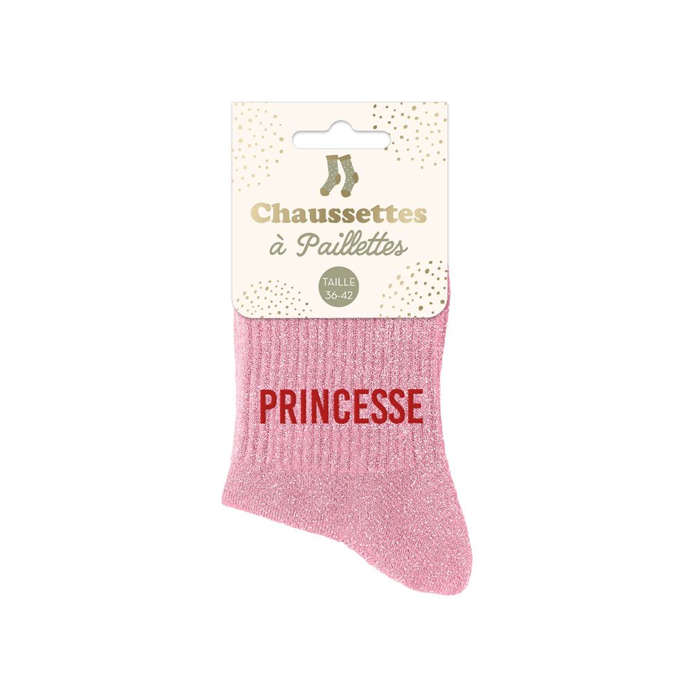 Chaussettes paillettes princesse rose

