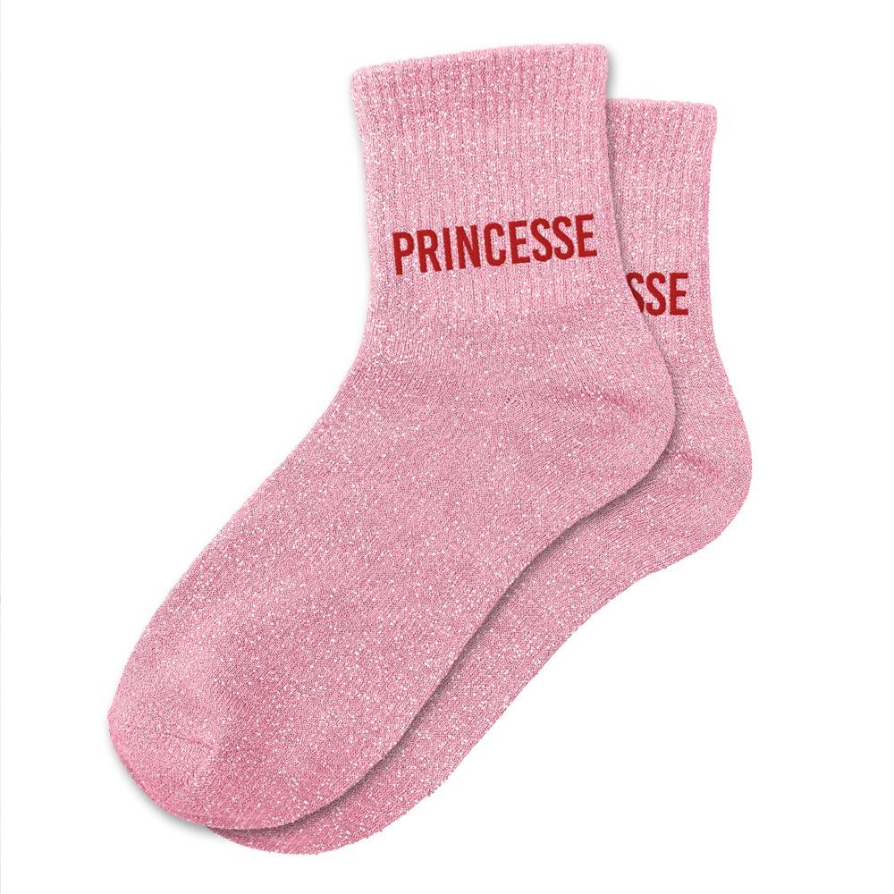 Chaussettes paillettes princesse rose
