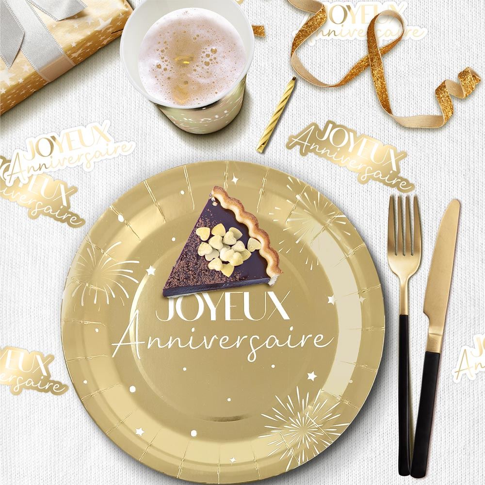 Pack 6 assiettes party dore