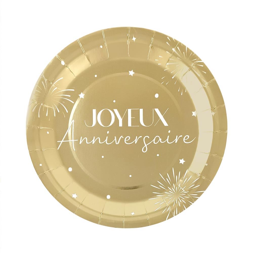 Pack 6 assiettes party dore