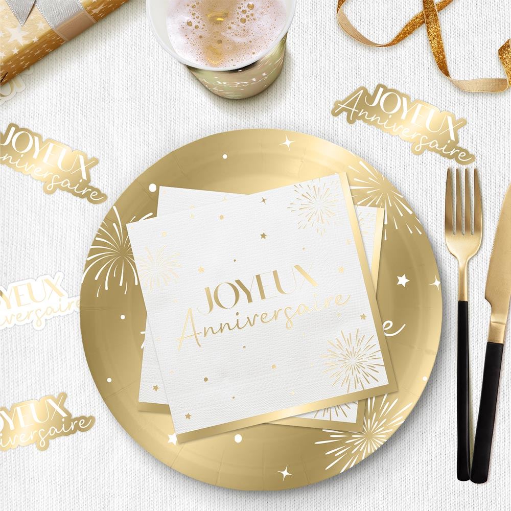 Pack 10 serviettes party dore 
