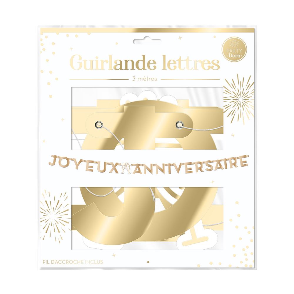 Guirlande lettres party dore
