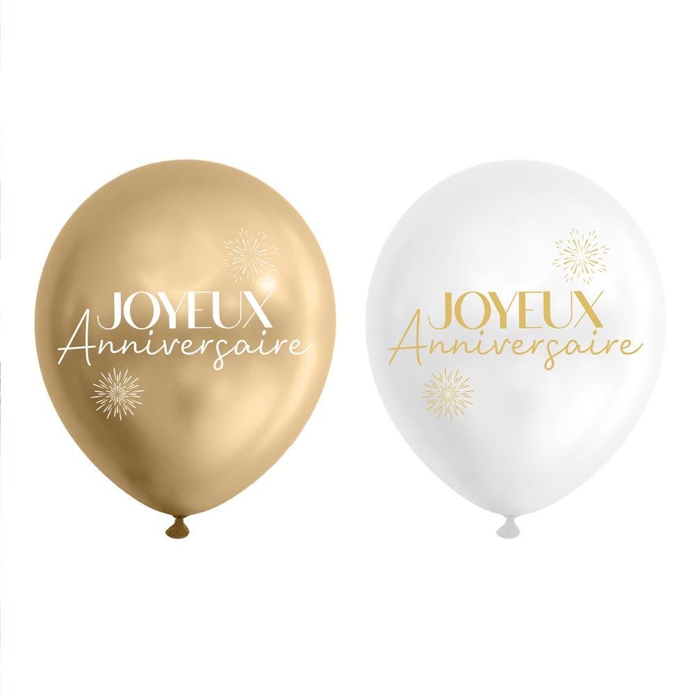 Sachet 8 ballons party dore
