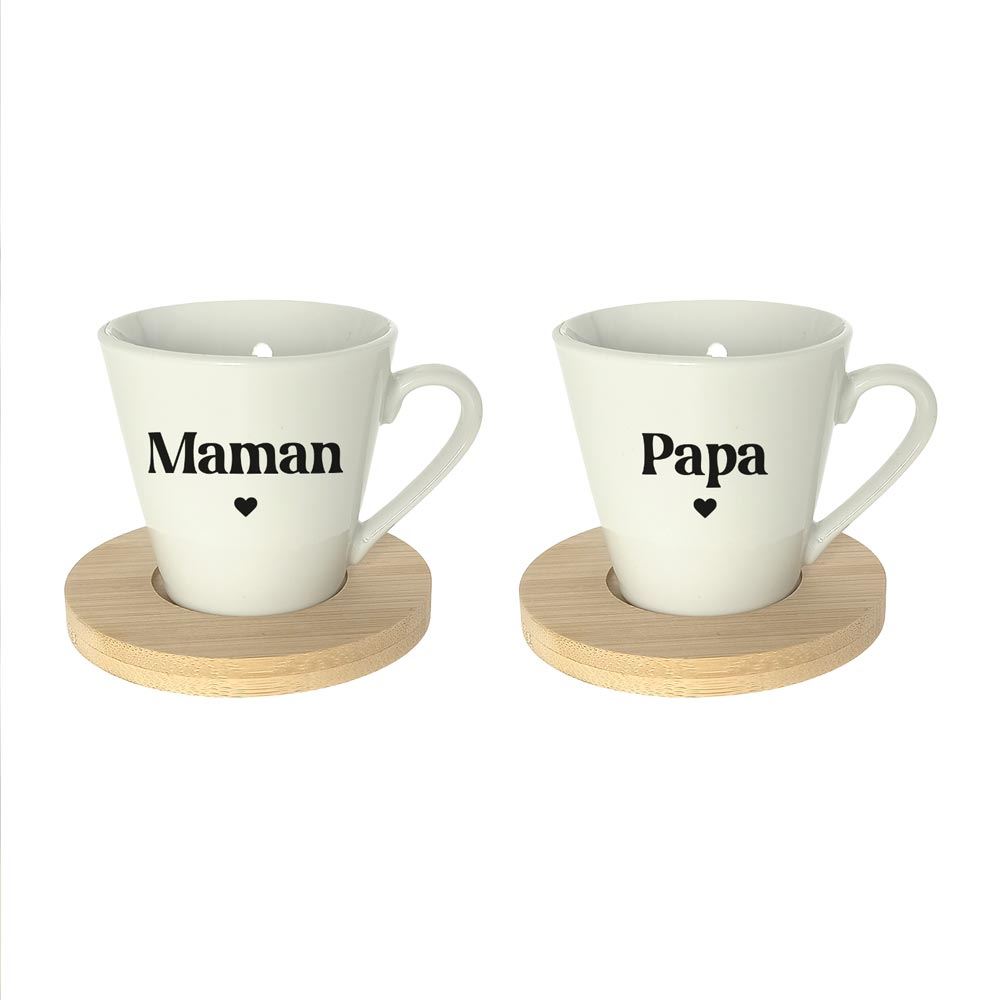 Coffret tasse cafe duo maman papa