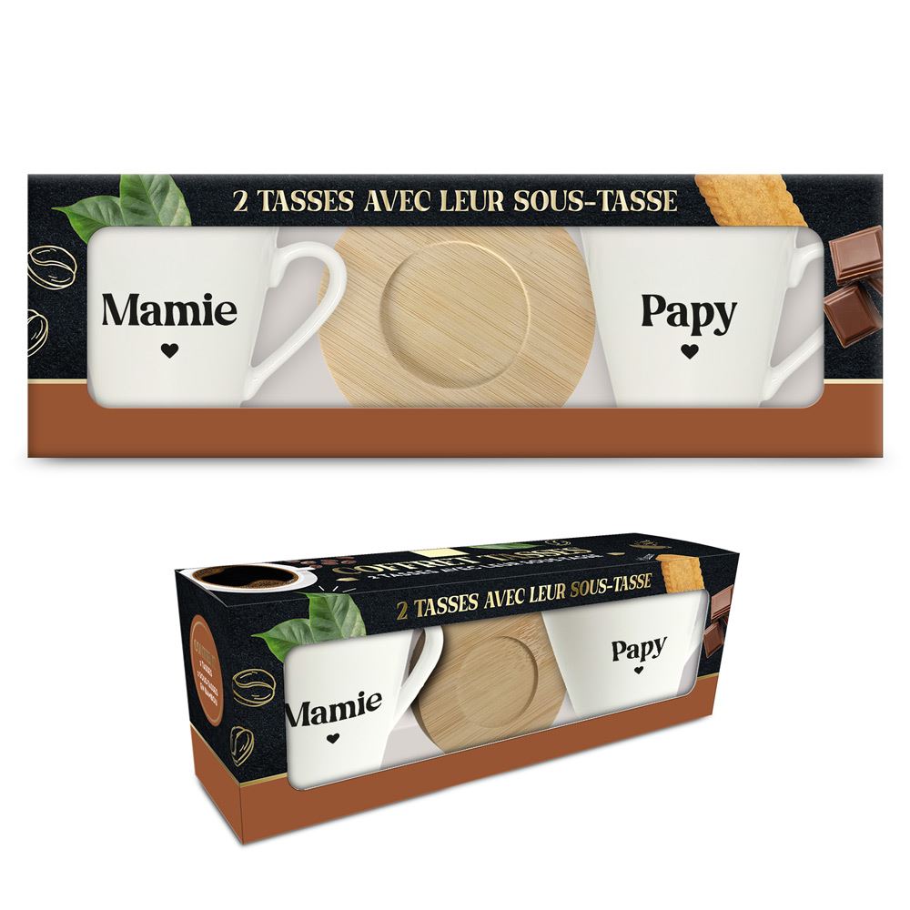 Coffret tasse cafe duo mamie papy